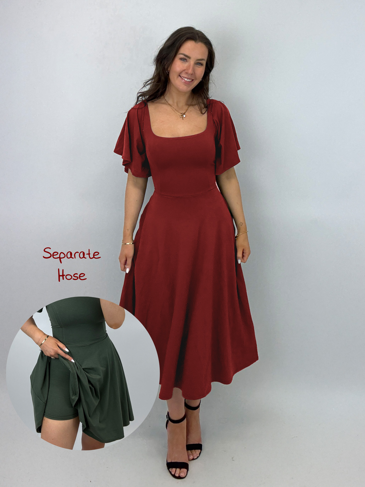 Midi Skort Kleid Mara - Bordeaux