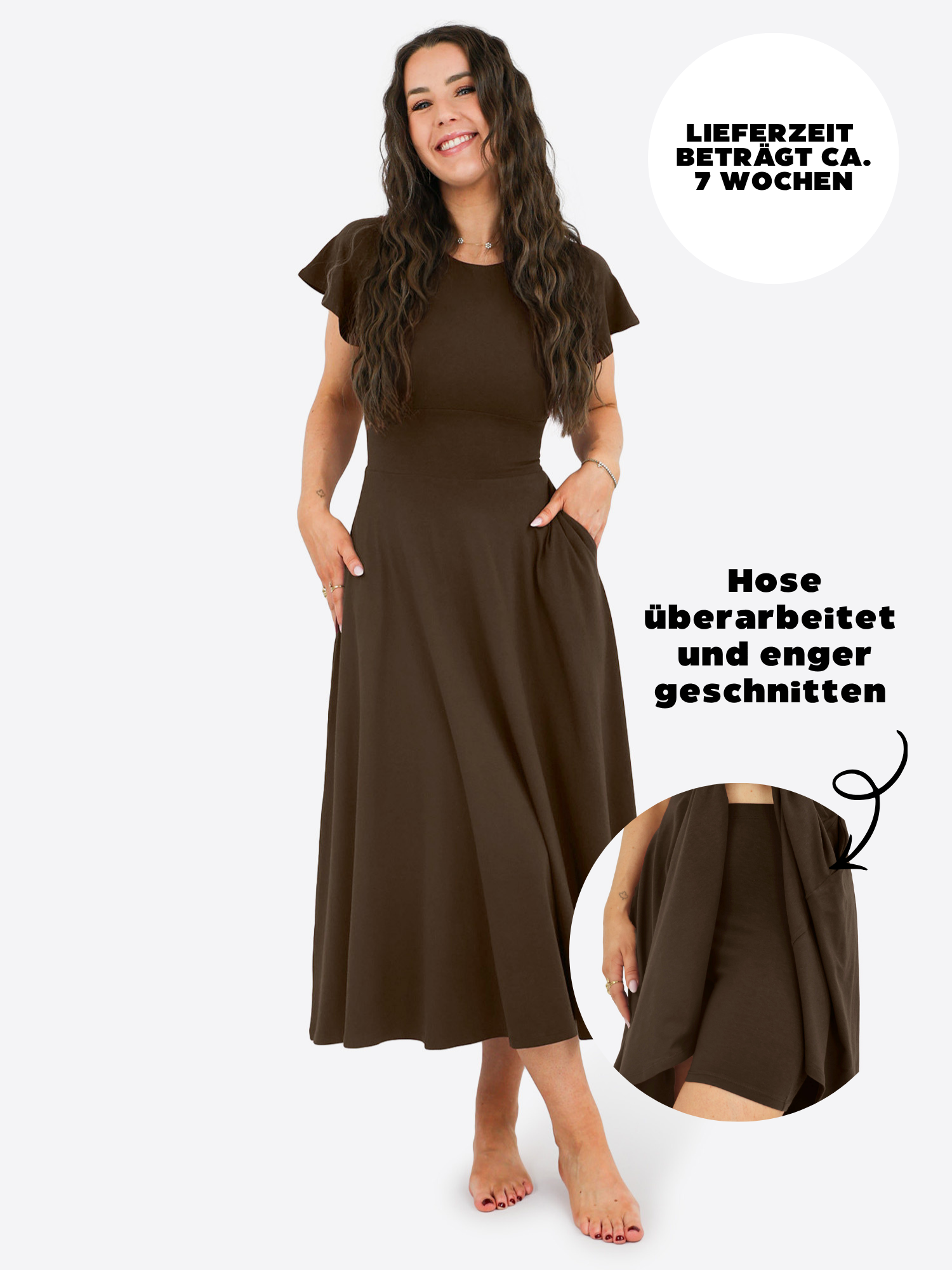 Midi Skort Kleid Linh - Dark Chocolate
