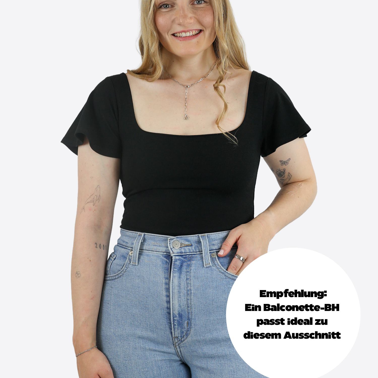 T-Shirt mit Flügelärmeln - Schwarz