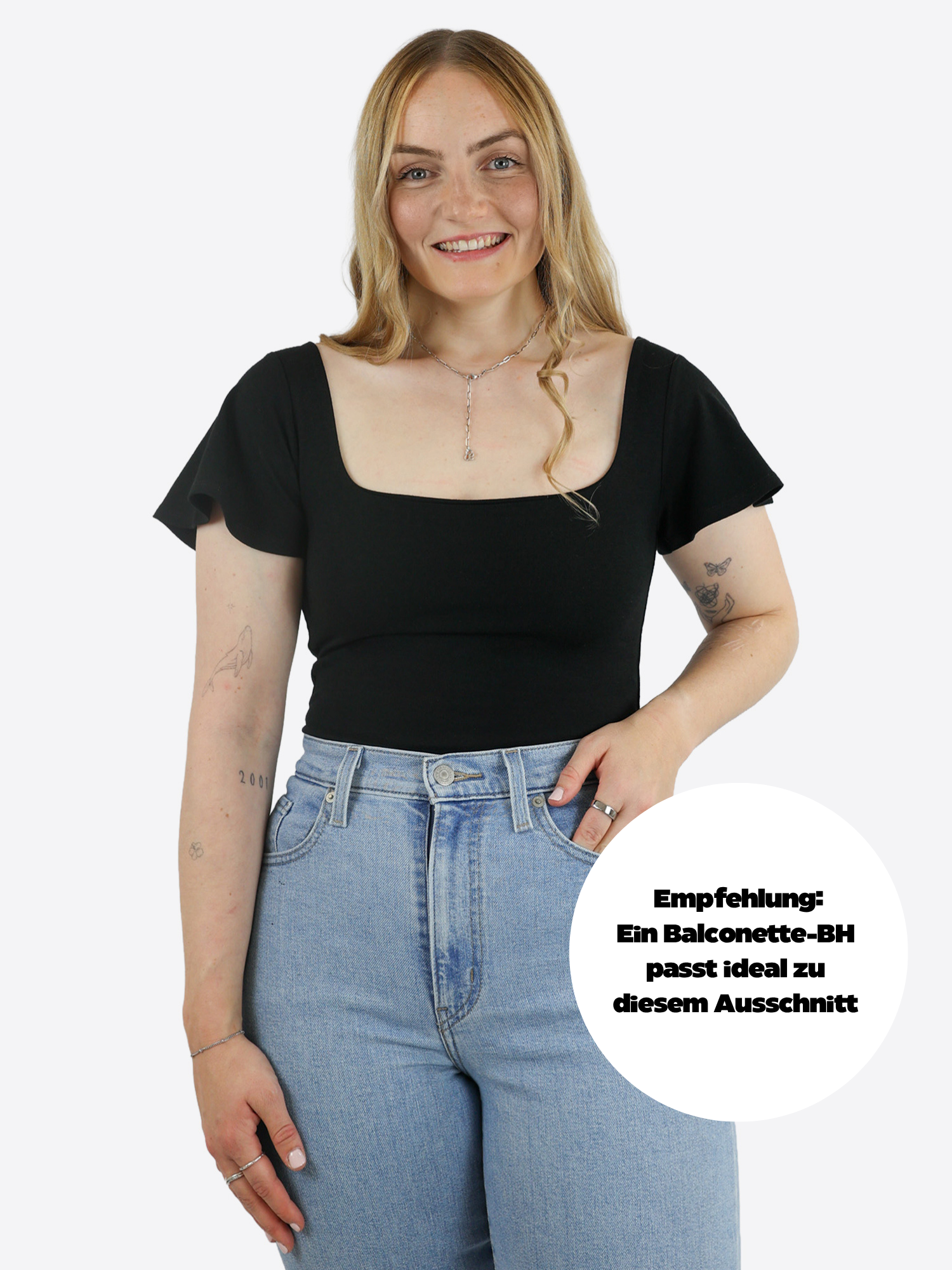 T-Shirt mit Flügelärmeln - Schwarz