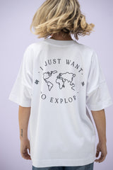 T-Shirt (Oversized) mit "Want to explore" Motiv