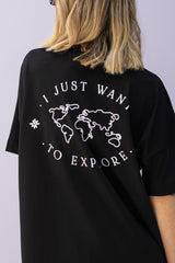 T-Shirt (Oversized) mit "Want to explore" Motiv