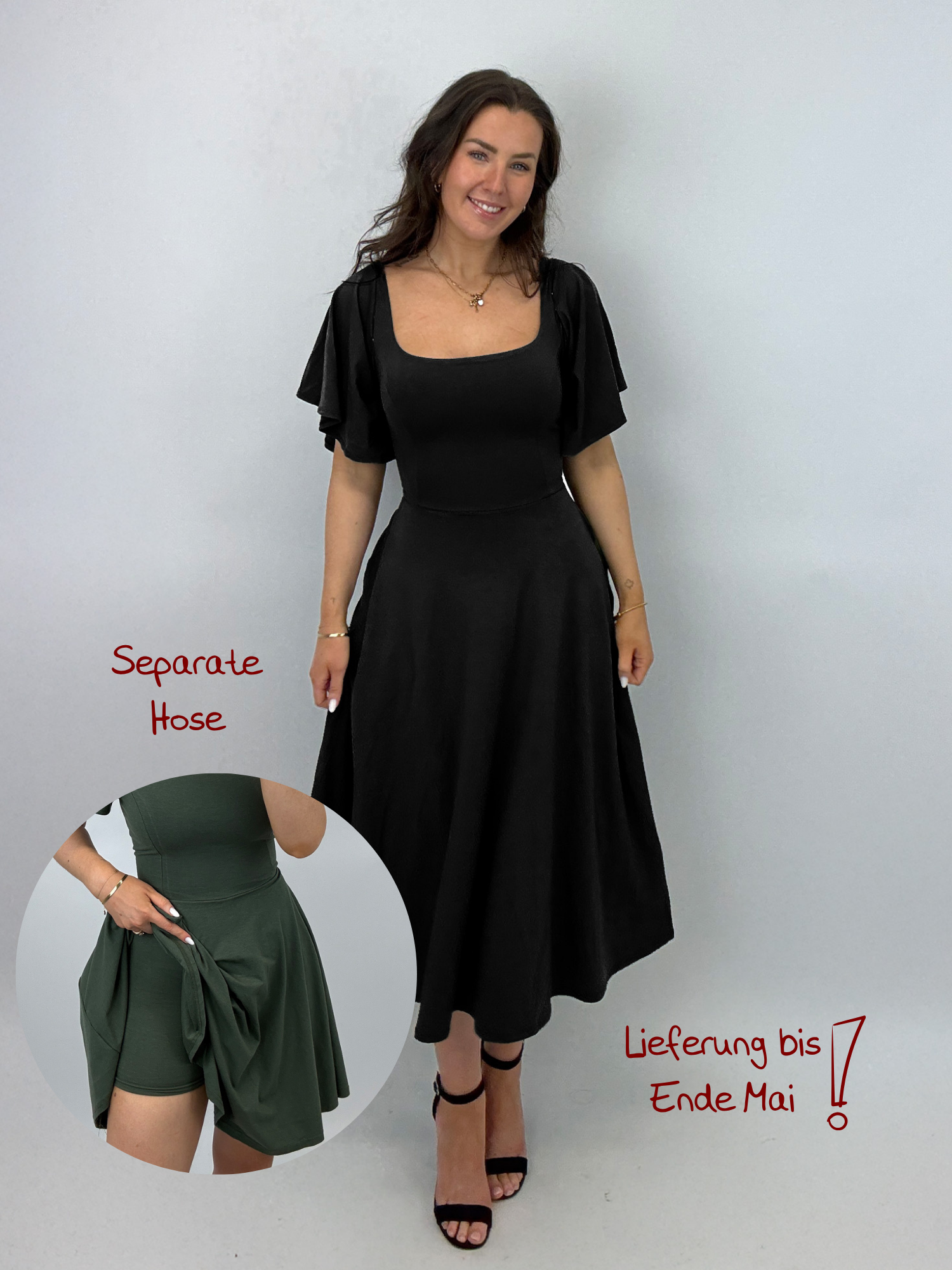 Midi Skort Kleid Mara - Schwarz