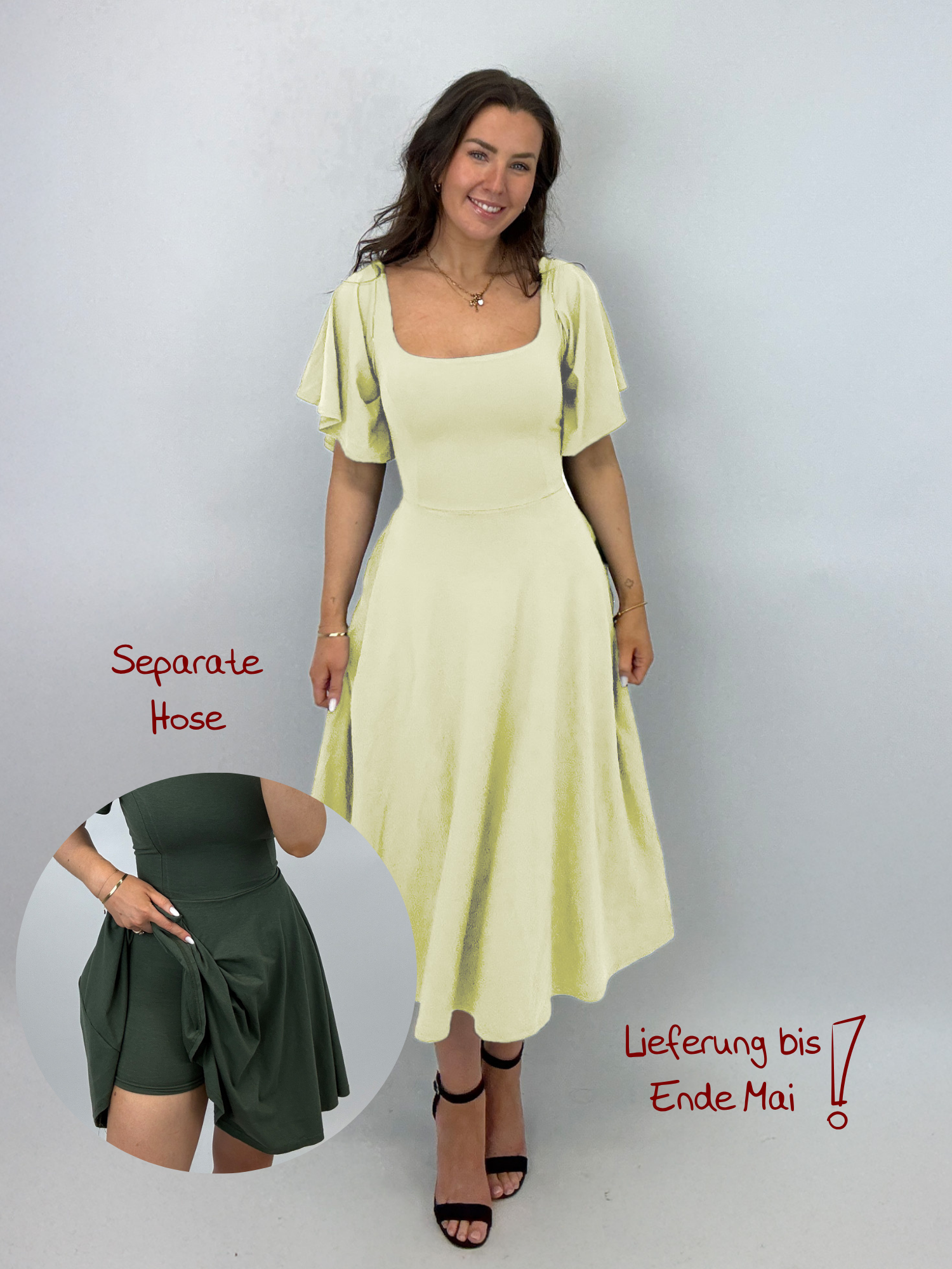 Midi Skort Kleid Mara - Pastellgelb