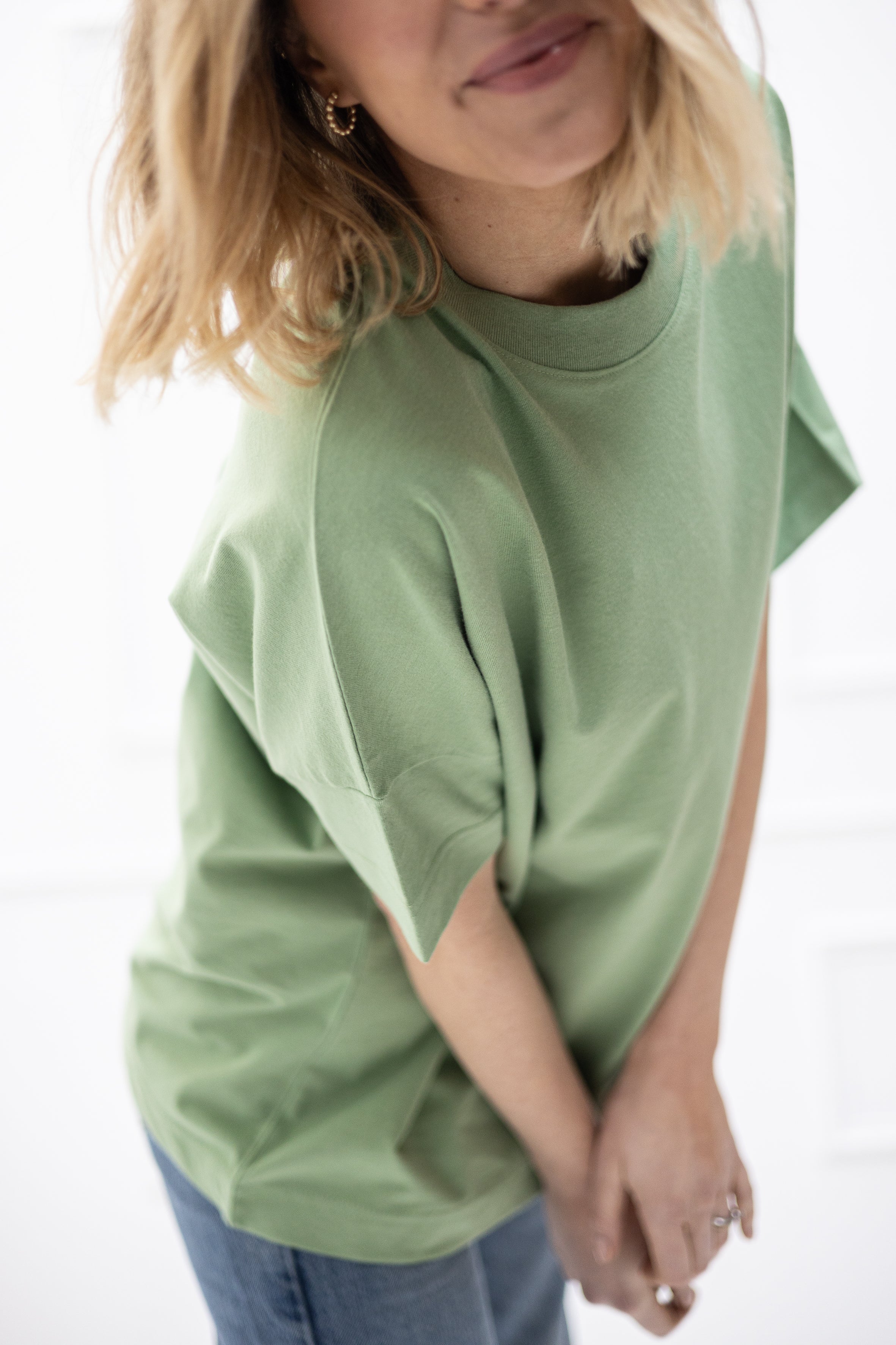 Soft Touch T-Shirt "Heart flower" – Matcha