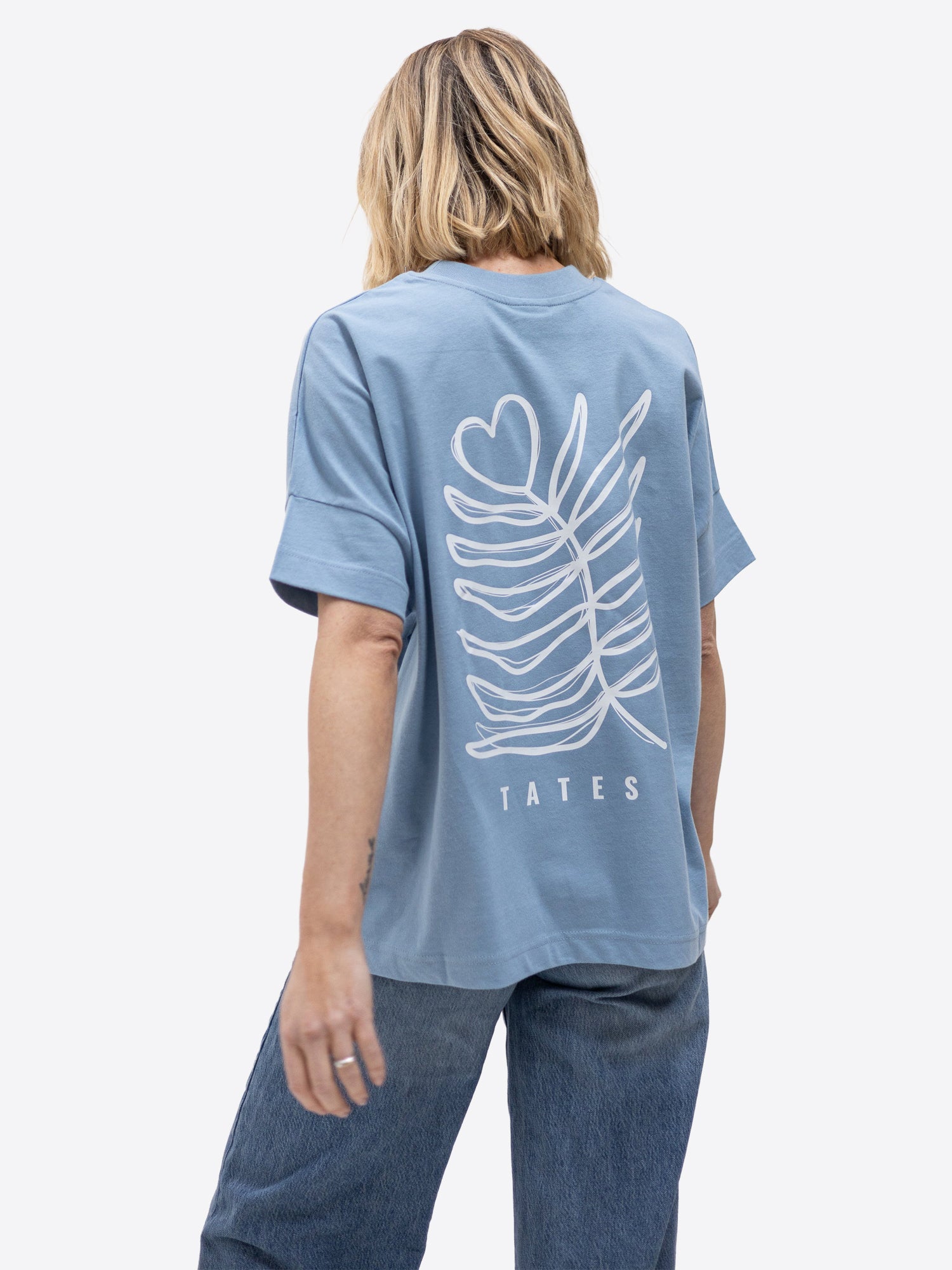 Soft Touch T-Shirt "Heart flower" – Dusty Blue