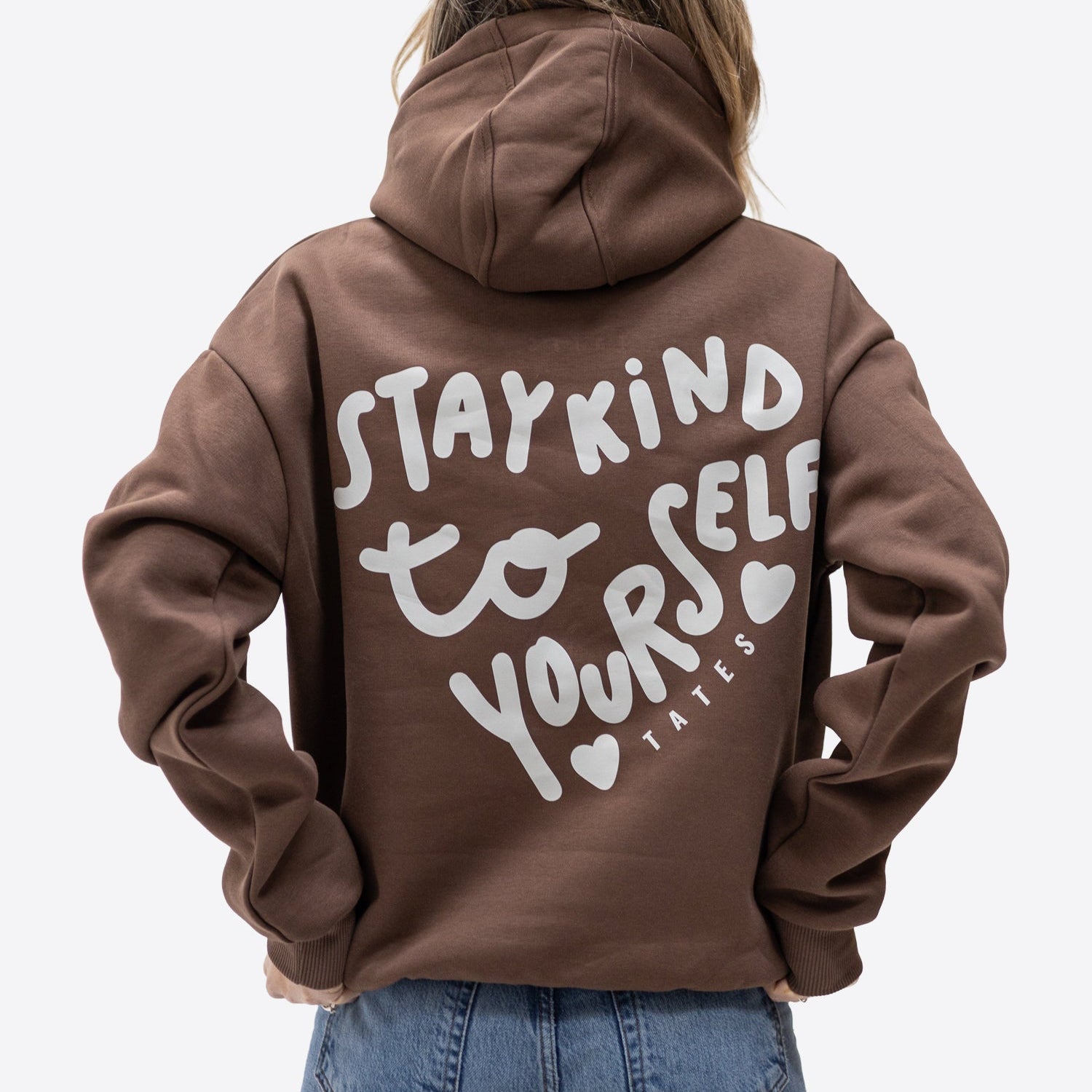 Original Regular Waistband Hoodie  "Stay kind" – Chocolate