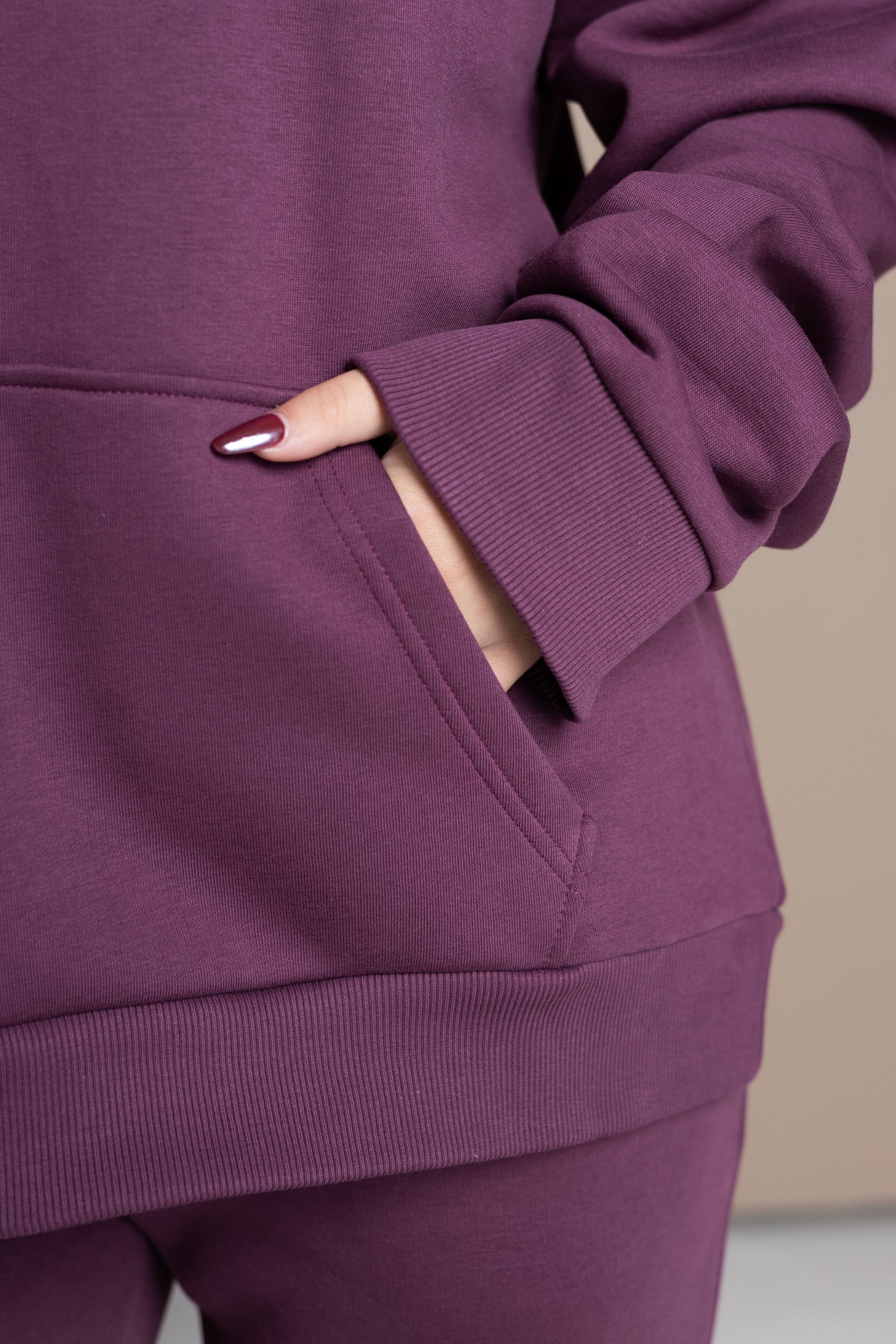 Original Wide Waistband Hoodie – Aubergine