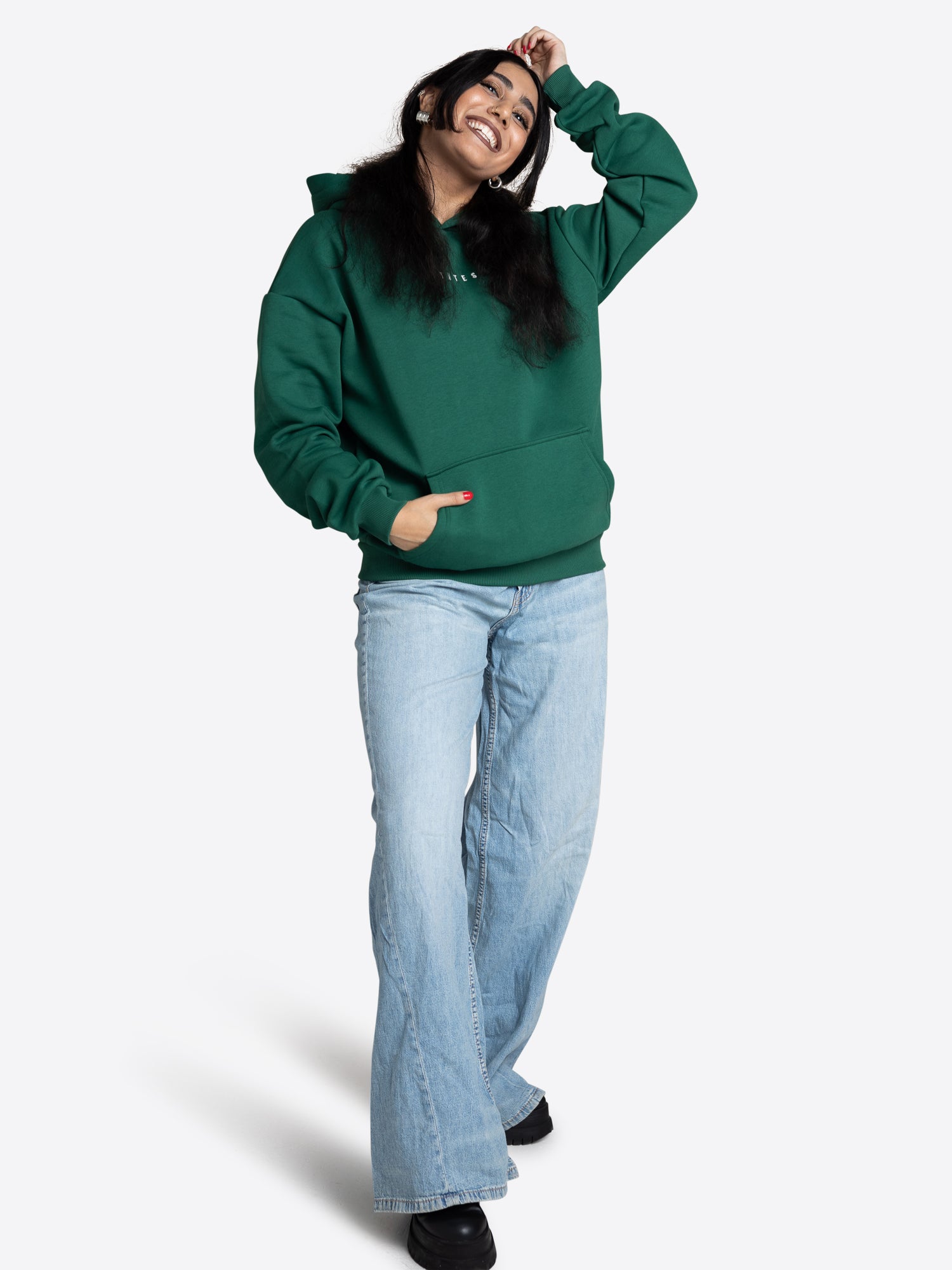 Regular Waistband Hoodie – Grün