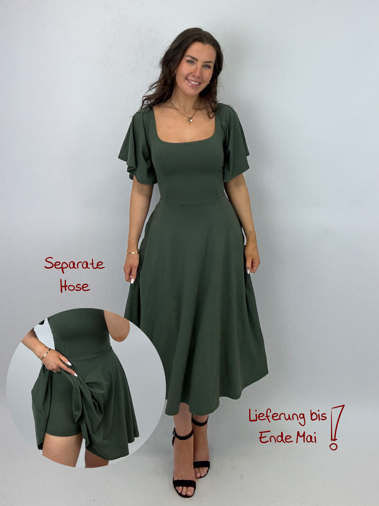 Midi Skort Kleid Mara - Olive