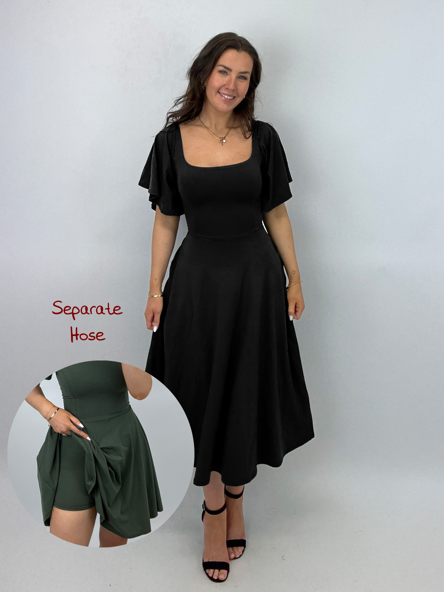 Midi Skort Kleid Mara - Schwarz