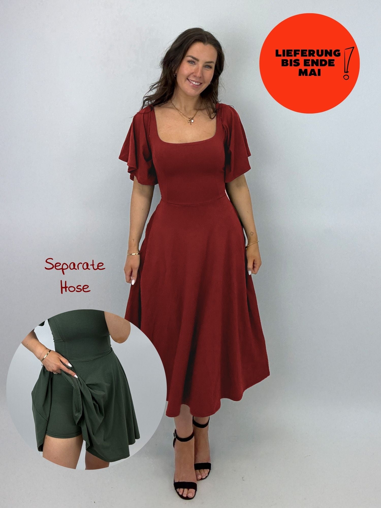 Midi Skort Kleid Mara - Bordeaux