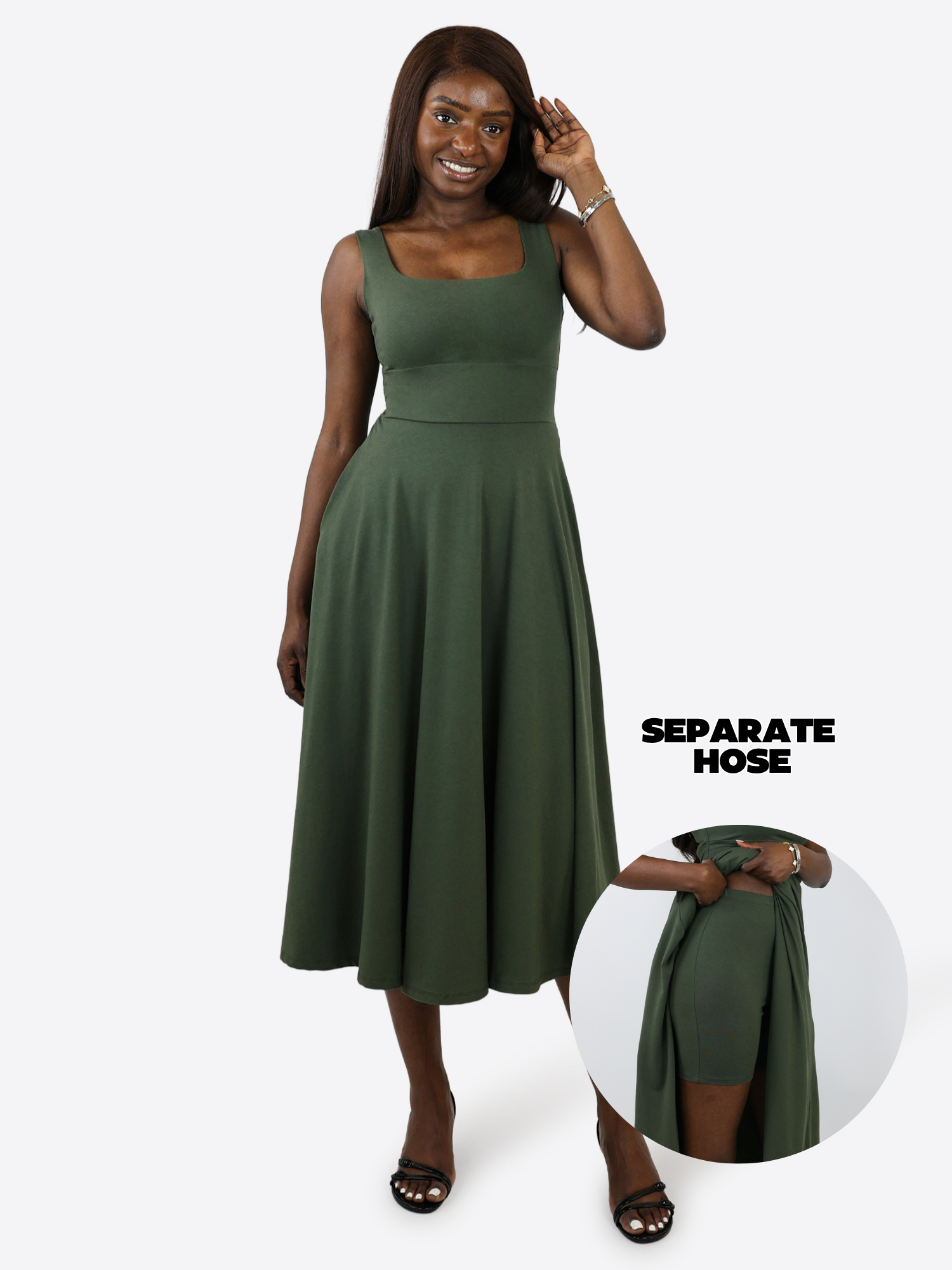 Midi Skort Kleid Anny - Olive