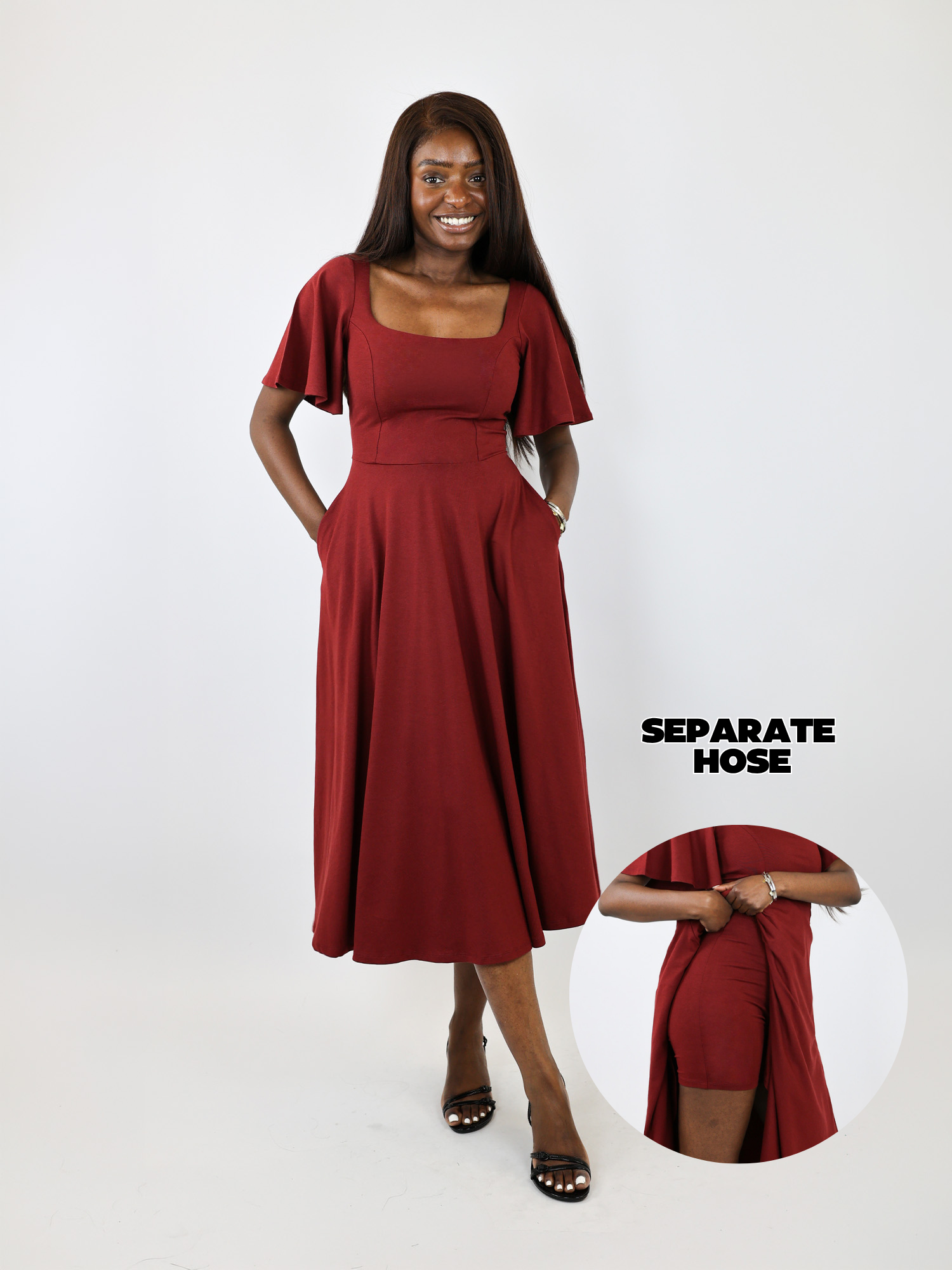 Midi Skort Kleid Mara - Bordeaux