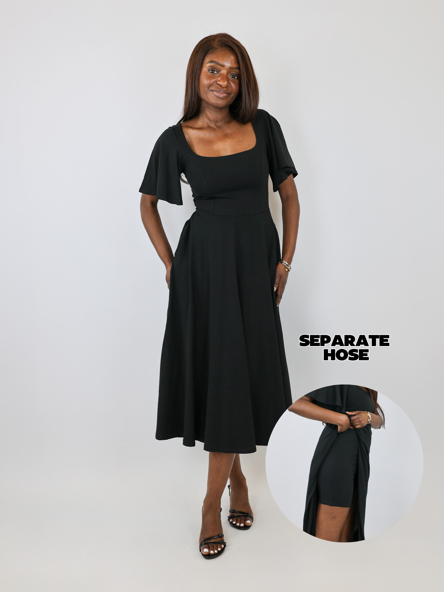 Midi Skort Kleid Mara - Schwarz