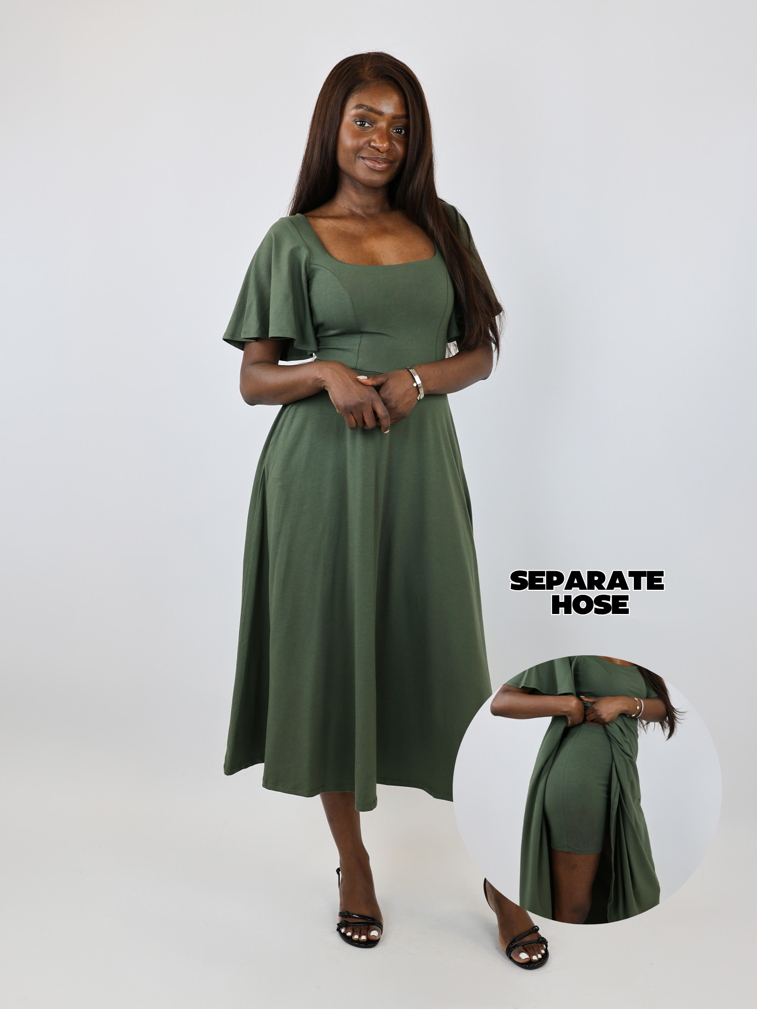 Midi Skort Kleid Mara - Olive