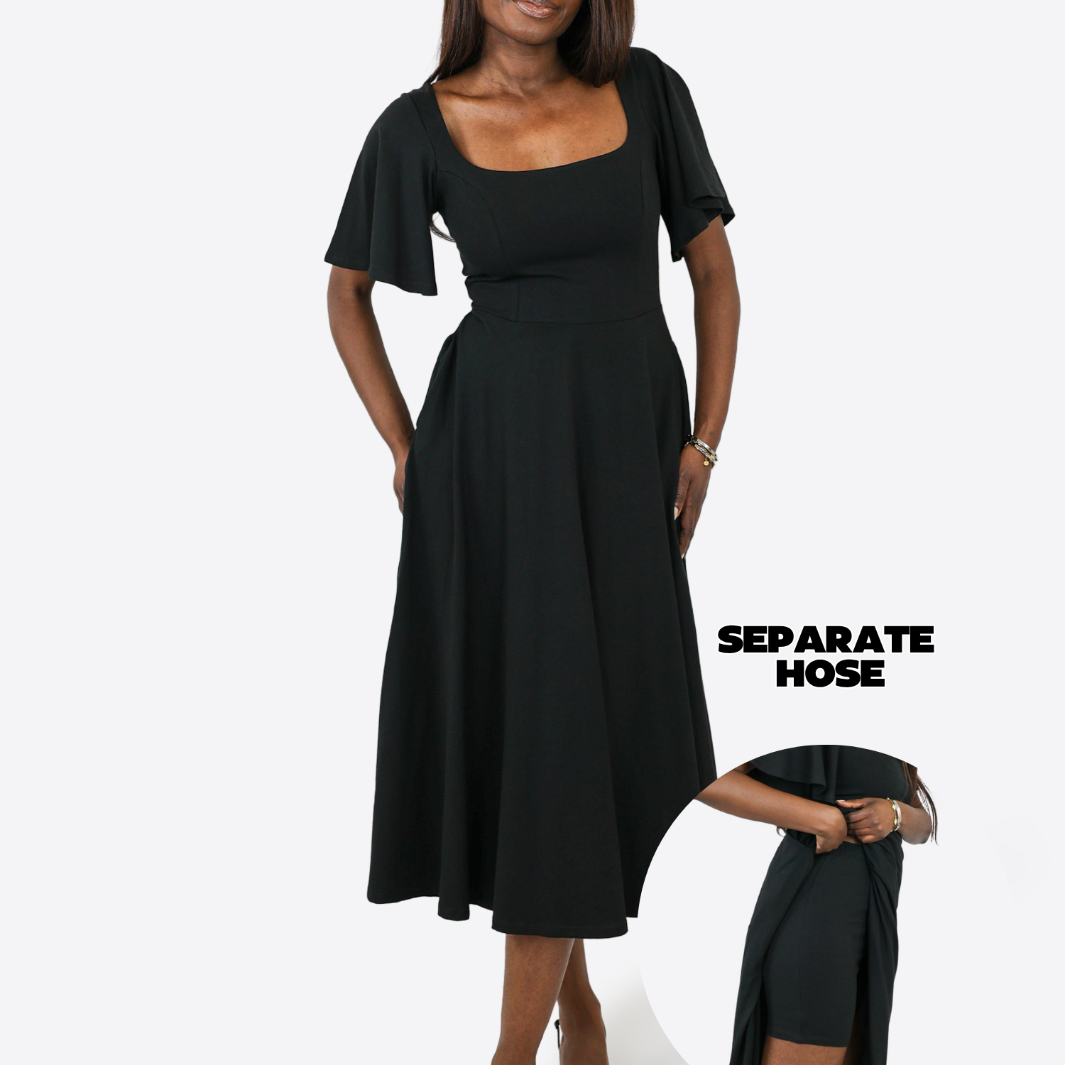 Midi Skort Kleid Mara - Schwarz
