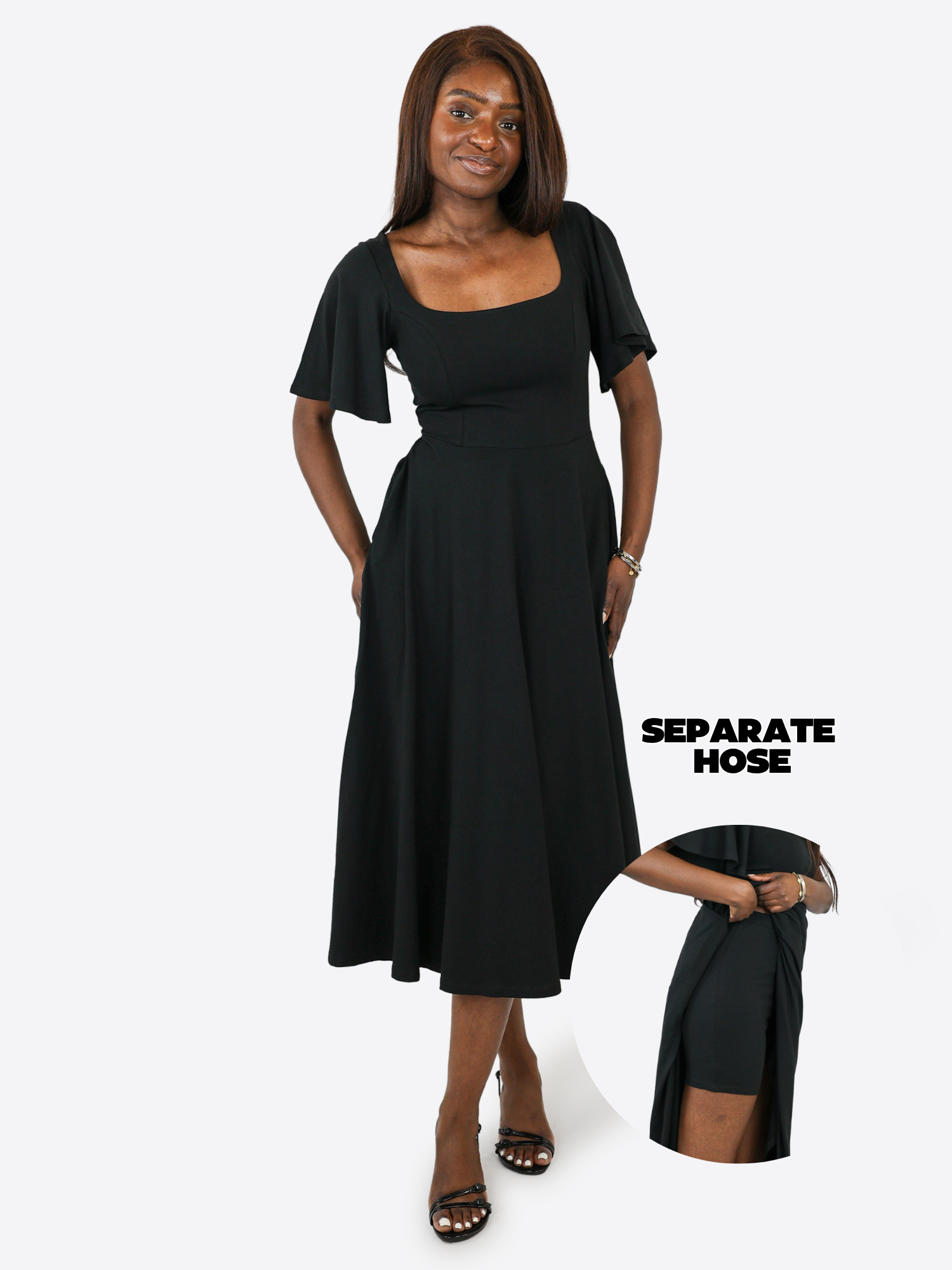 Midi Skort Kleid Mara - Schwarz