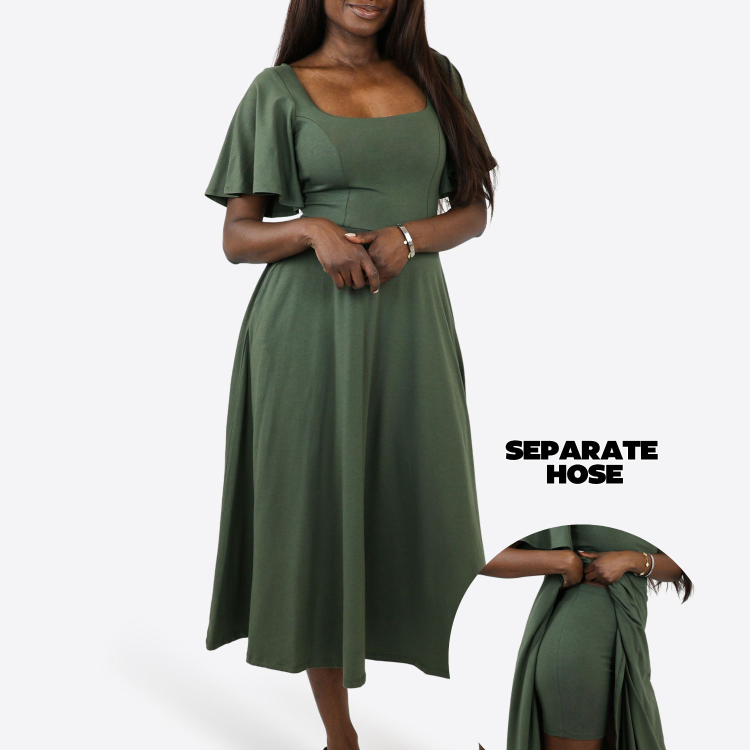Midi Skort Kleid Mara - Olive