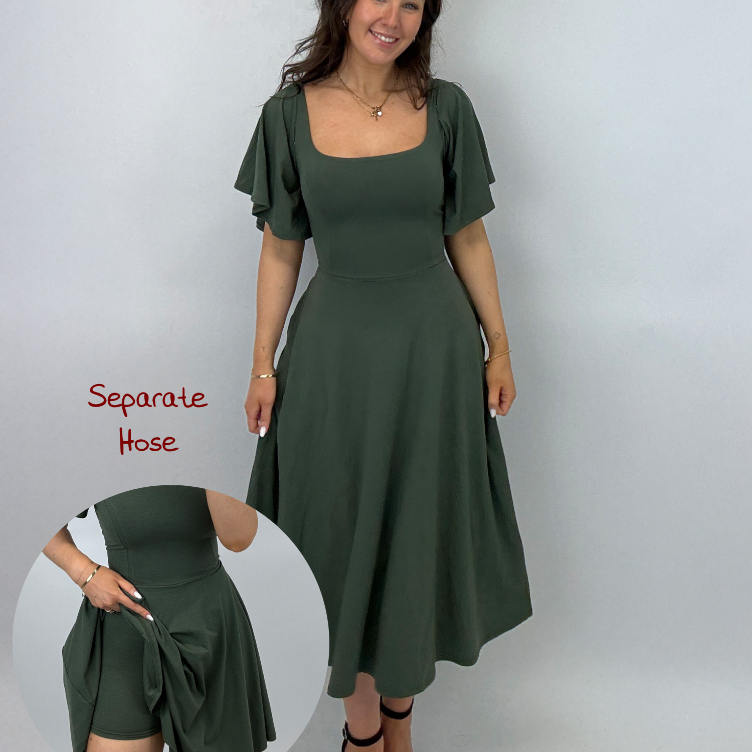 Midi Skort Kleid Mara - Olive