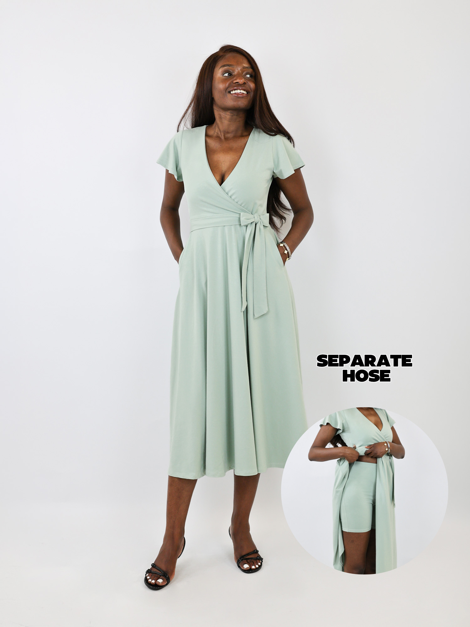 Midi Wickelkleid Carina - Aloe