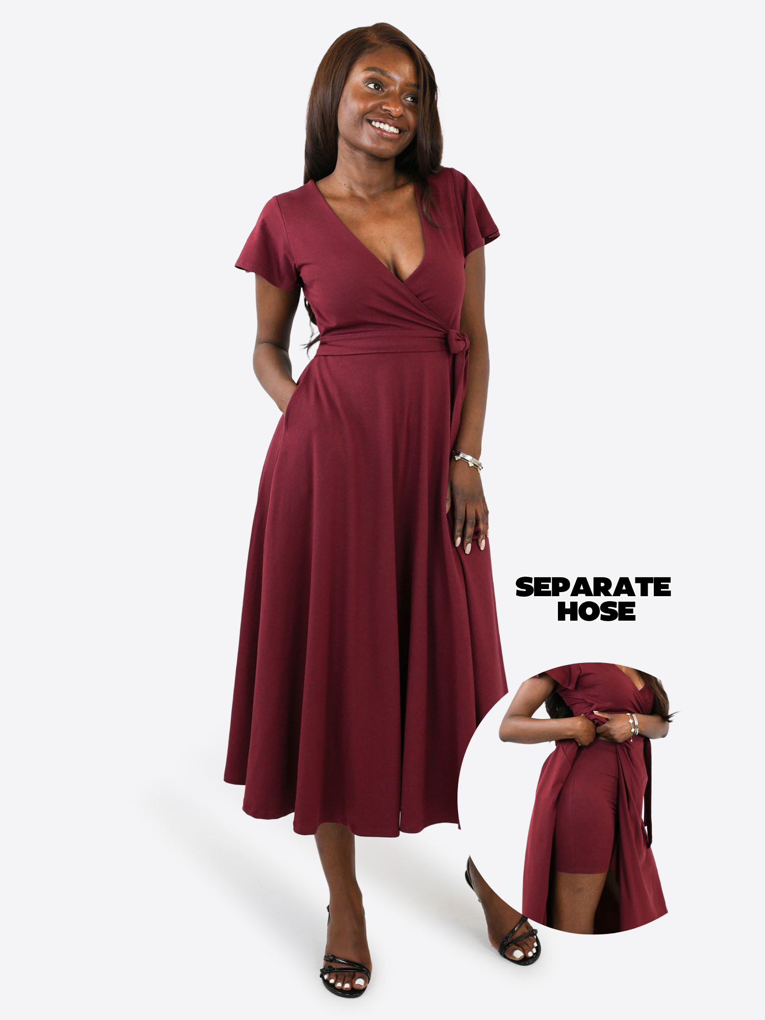 Midi Wickelkleid Carina - Plum