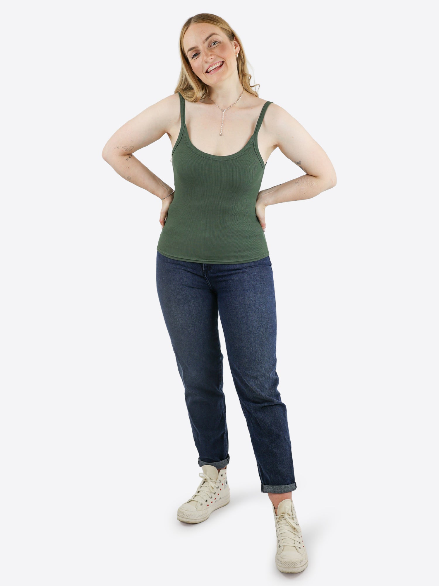 Rib Top mit Built-in Bra – Olive