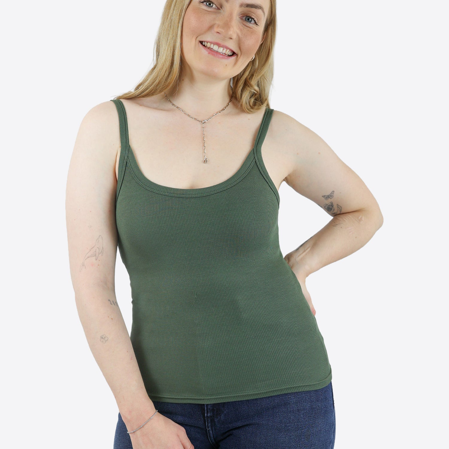 Rib Top mit Built-in Bra – Olive