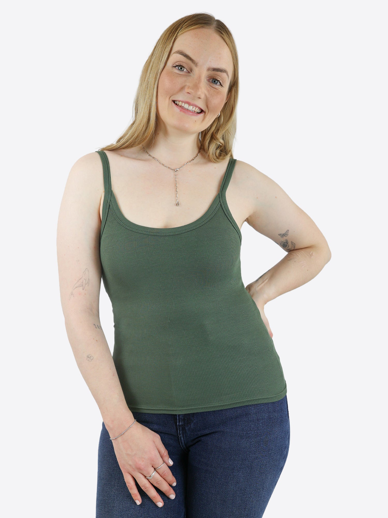 Rib Top mit Built-in Bra – Olive