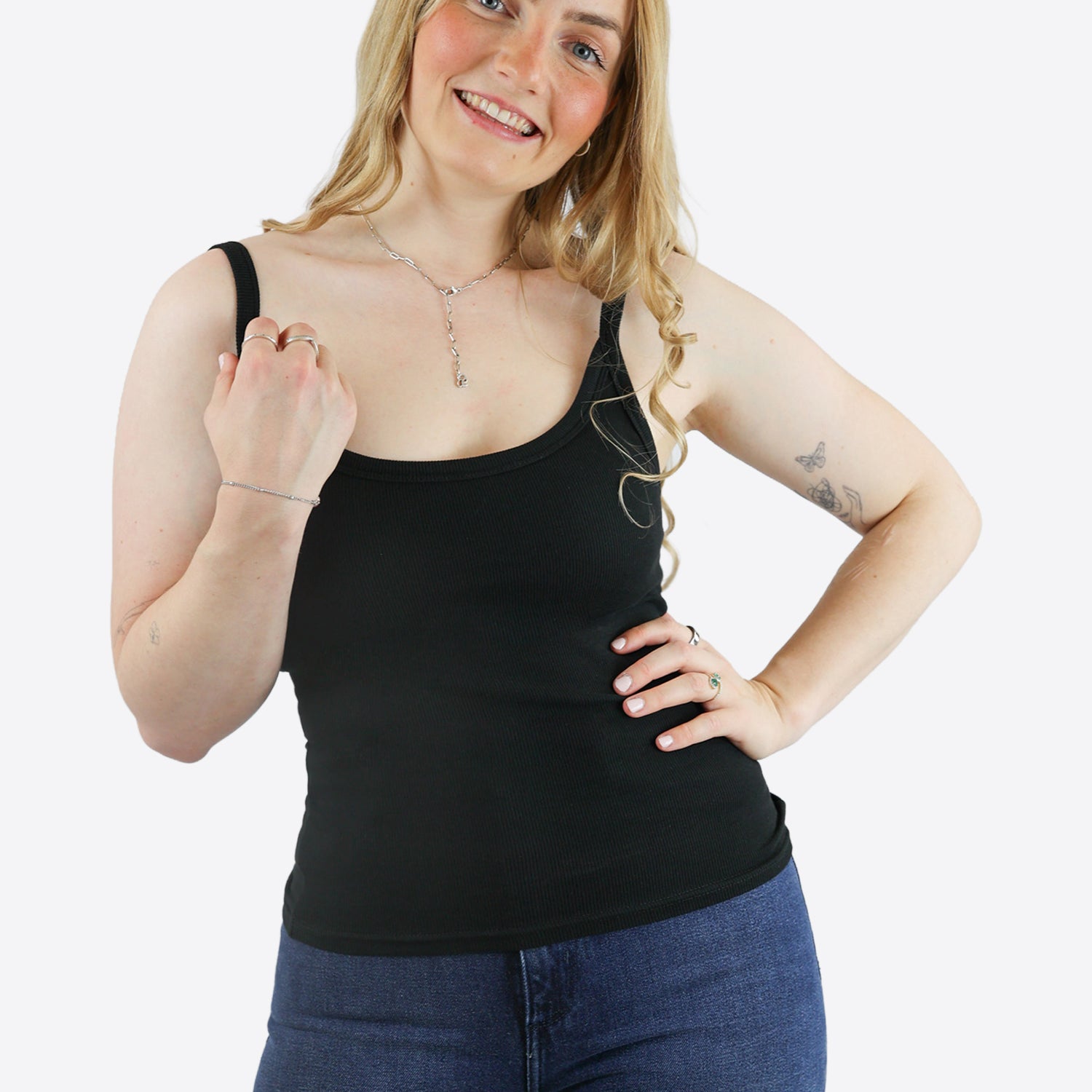 Rib Top mit Built-in Bra – Schwarz