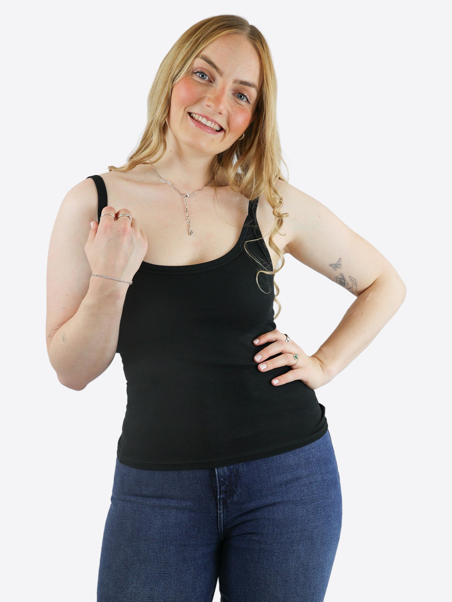 Rib Top mit Built-in Bra – Schwarz