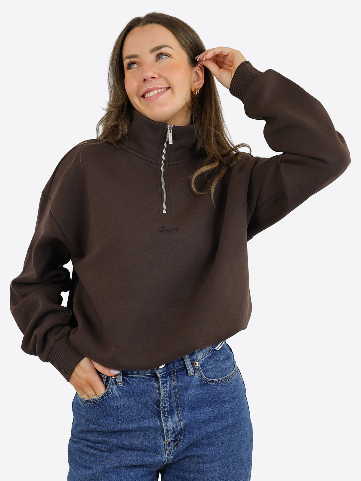 Verstellbarer Half Zip Sweater – Dark Chocolate
