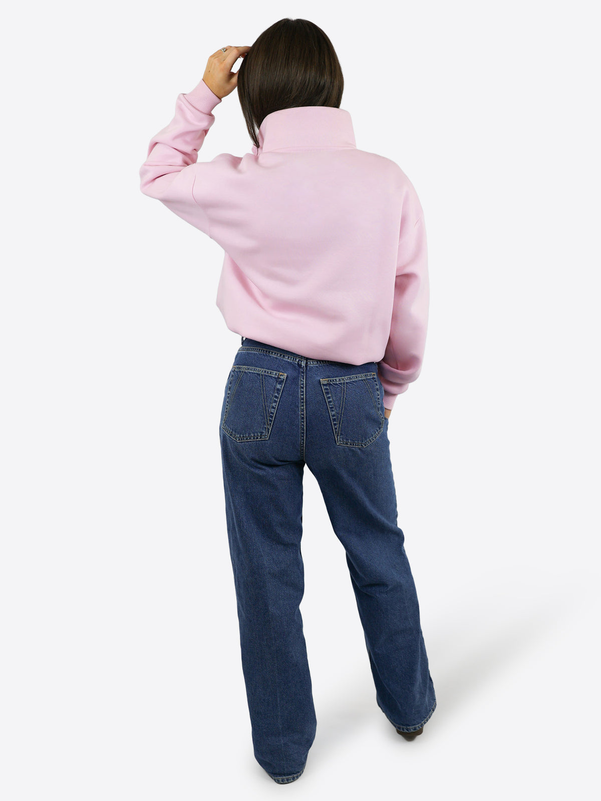 Verstellbarer Half Zip Sweater – Rosa