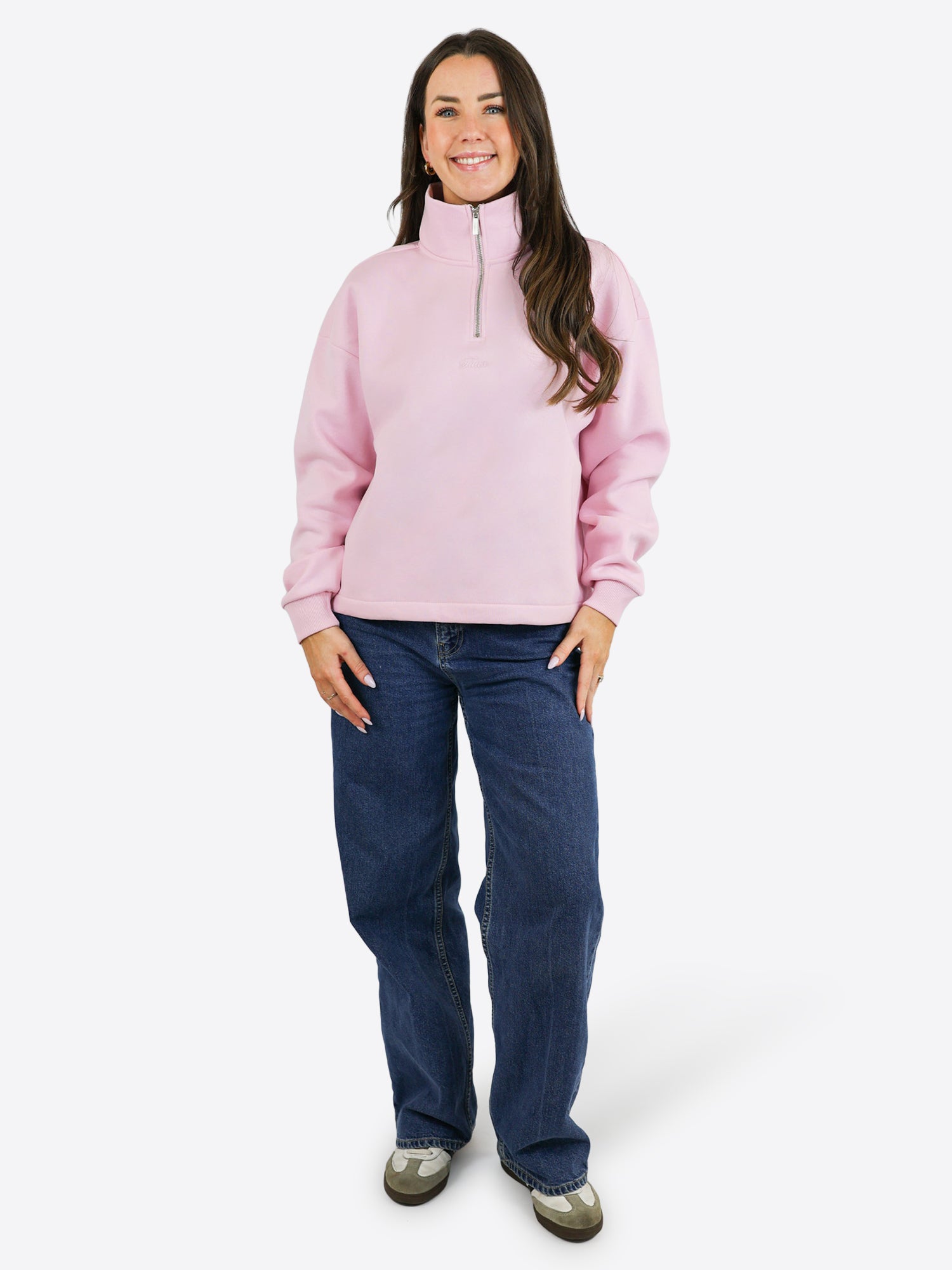 Verstellbarer Half Zip Sweater – Rosa