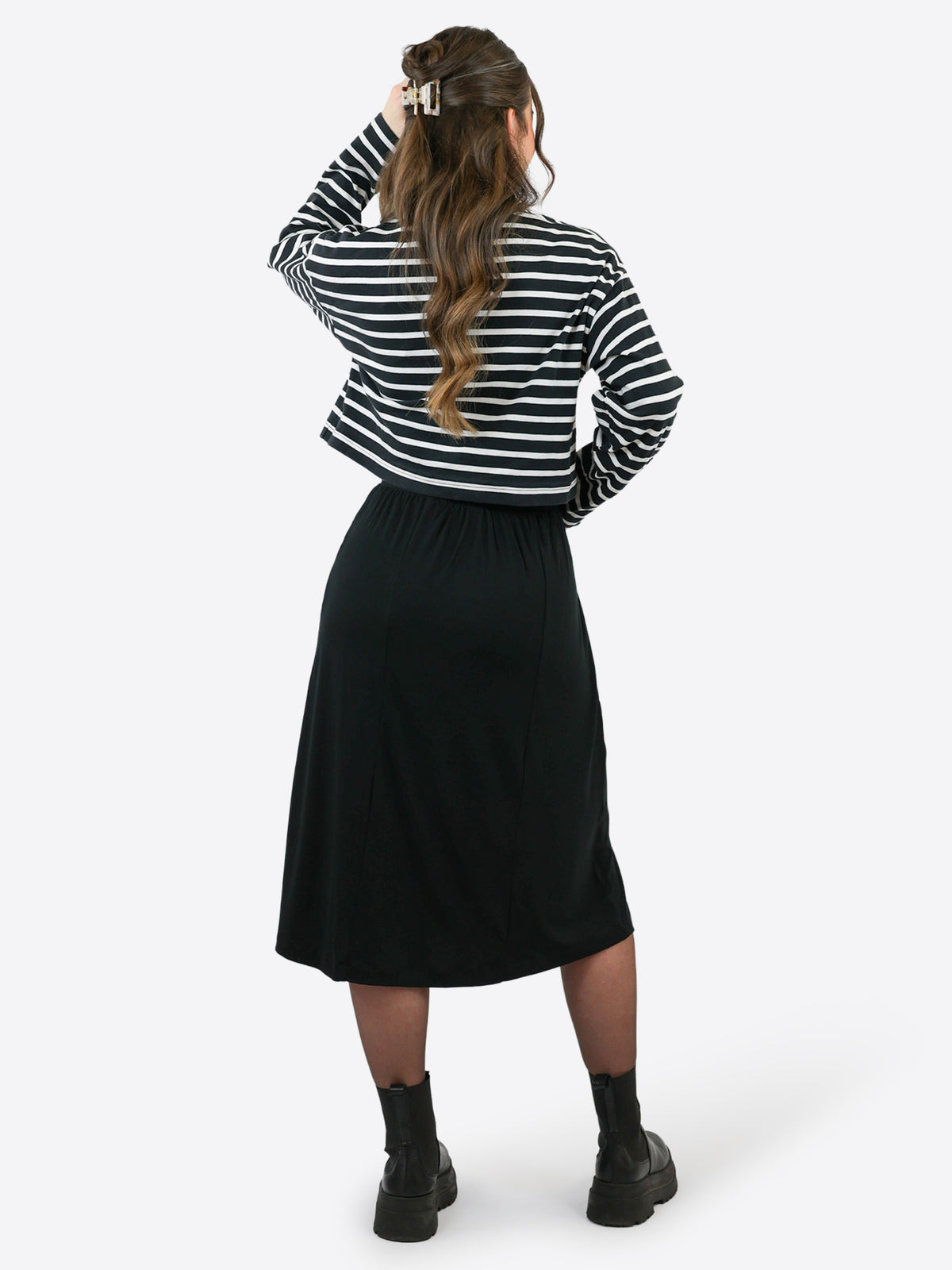 Midi Skort mit Schlitz - Schwarz