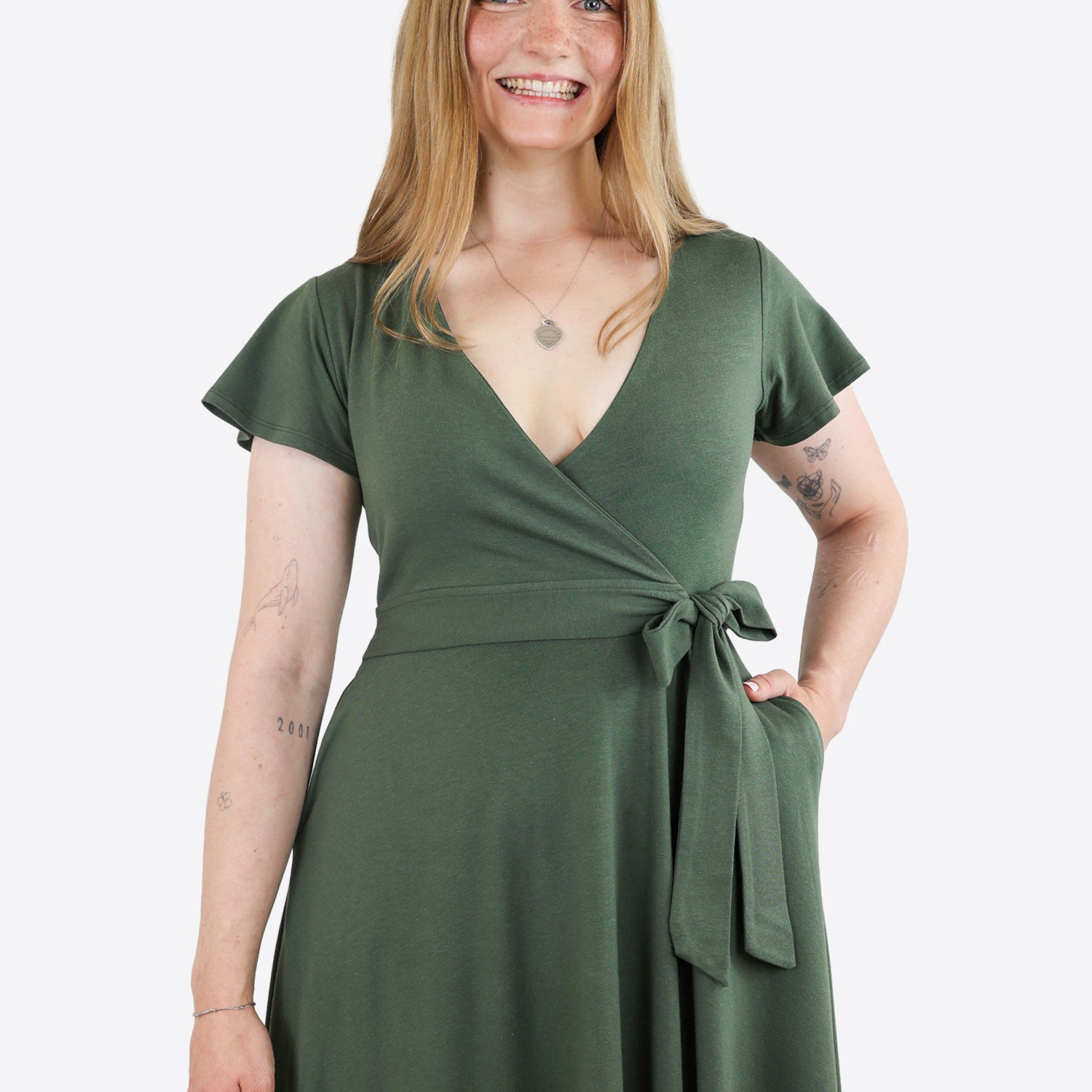 Midi Wickelkleid Carina - Olive