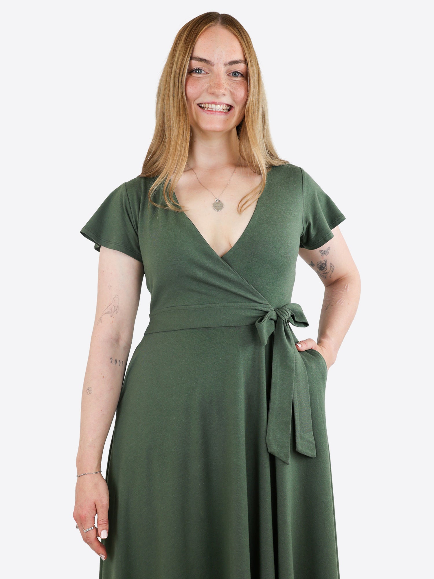 Midi Wickelkleid Carina - Olive