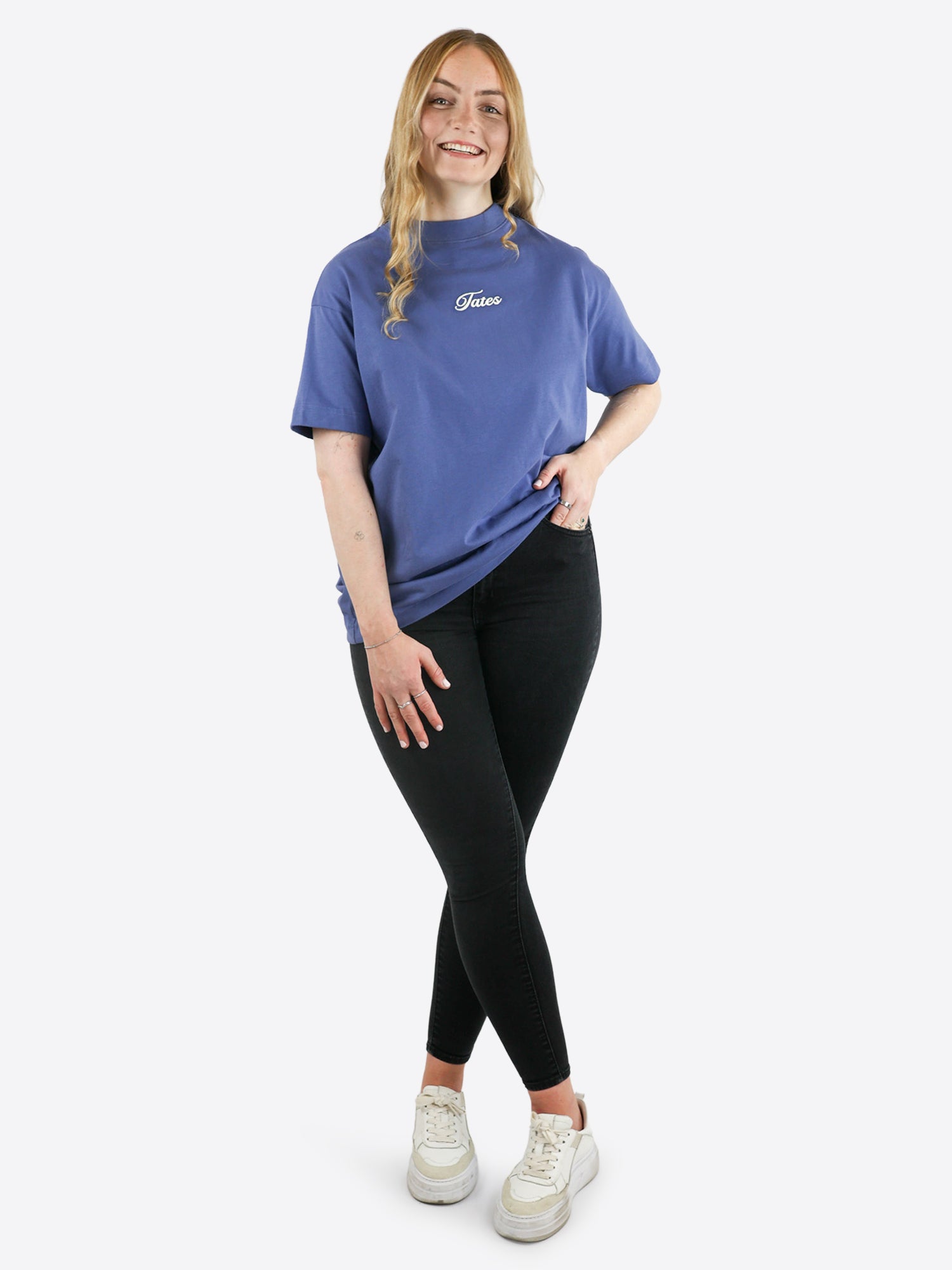 Oversized T-Shirt 2.0 – Taubenblau mit Stick