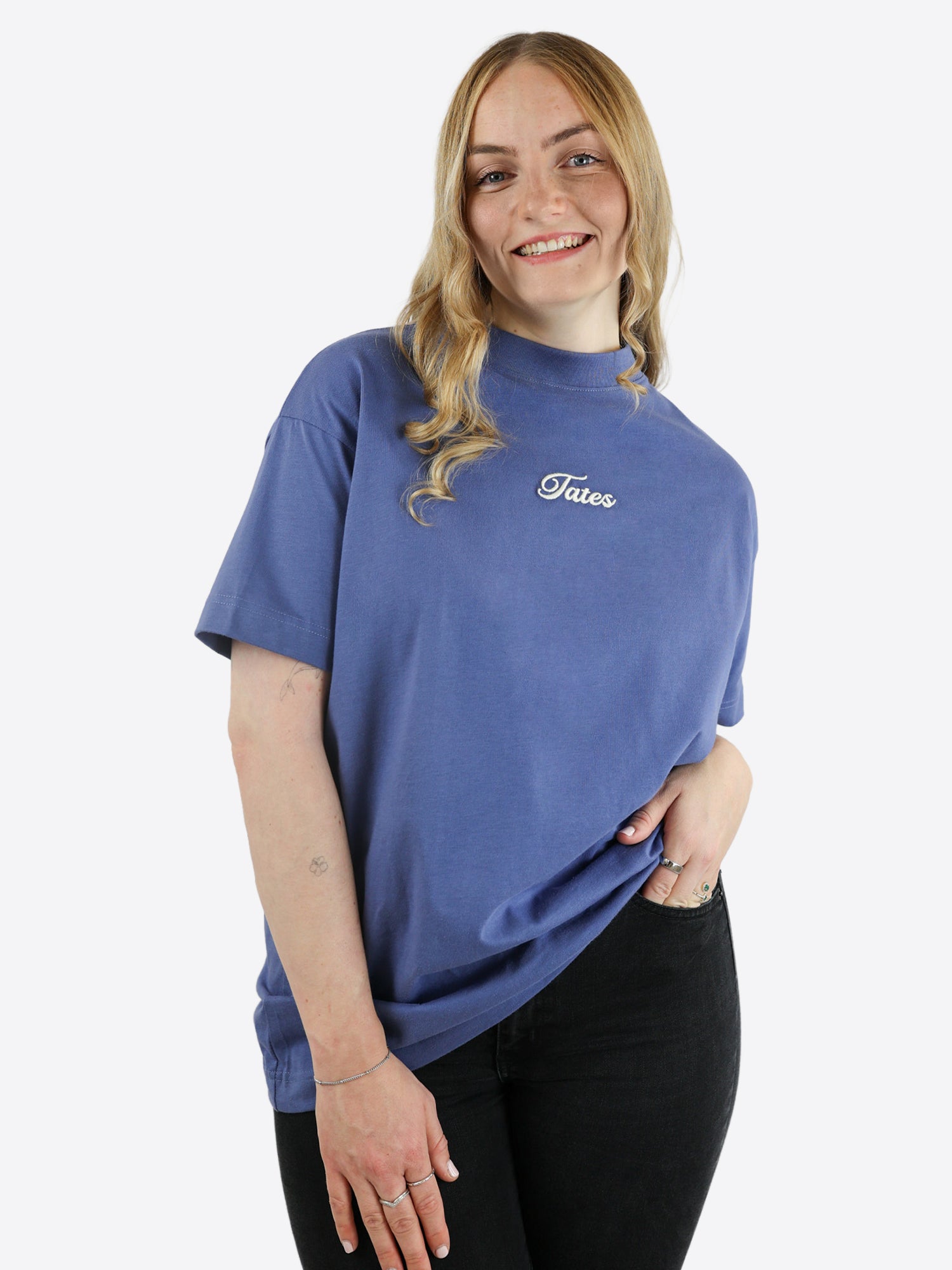 Oversized T-Shirt 2.0 – Taubenblau mit Stick