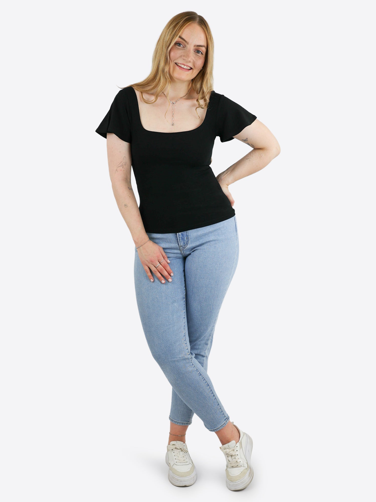 T-Shirt mit Flügelärmeln - Schwarz