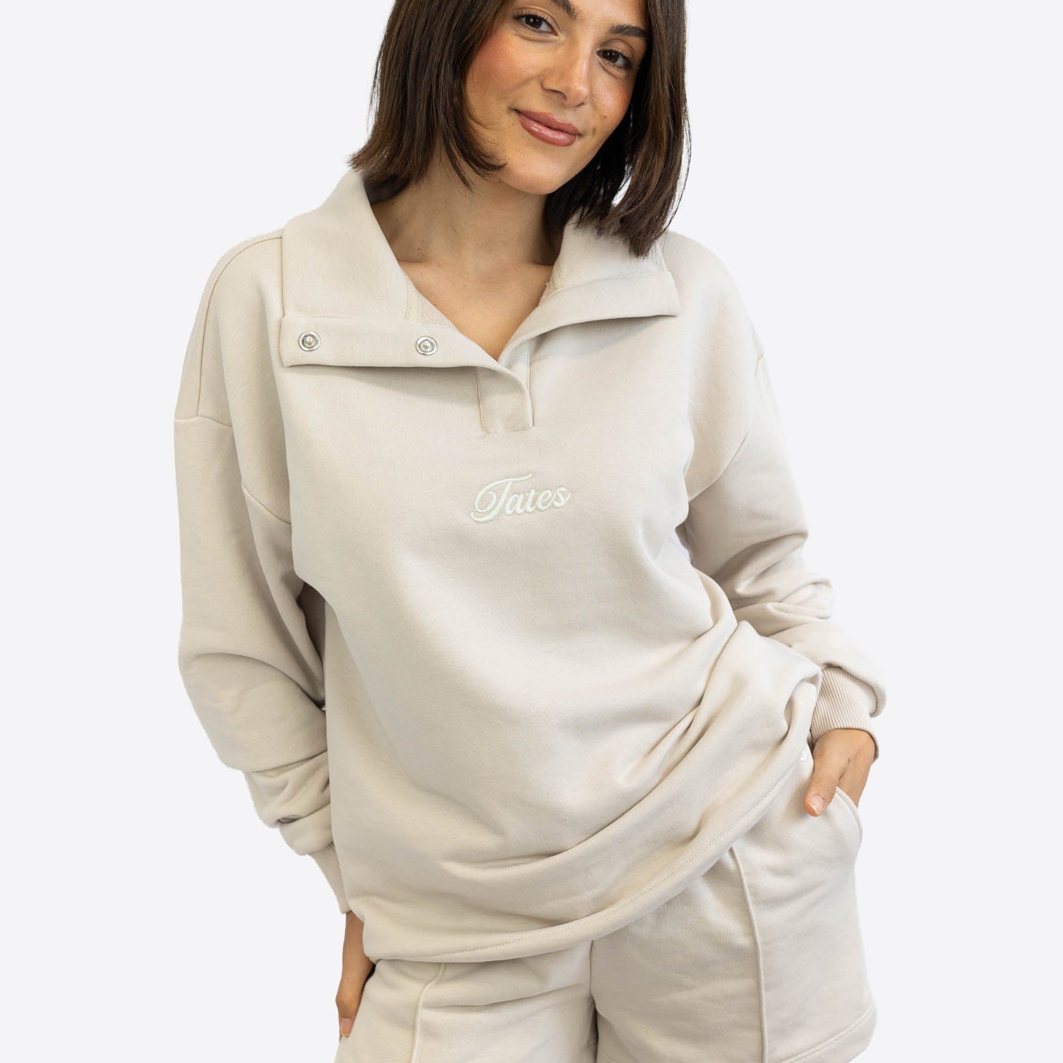 Verstellbarer Light Crop Sweater – Beige