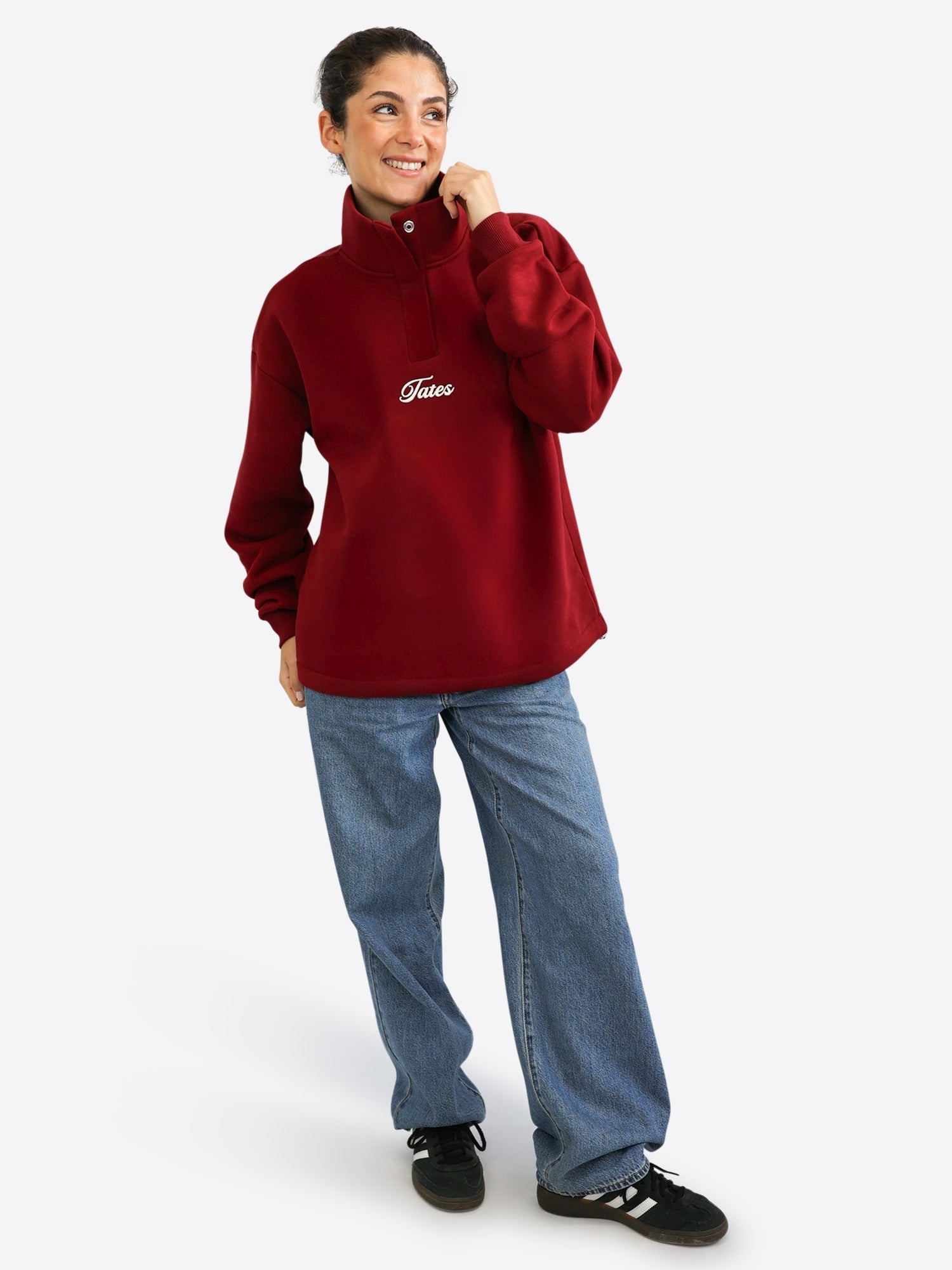 Verstellbarer Crop Sweater – Cranberry