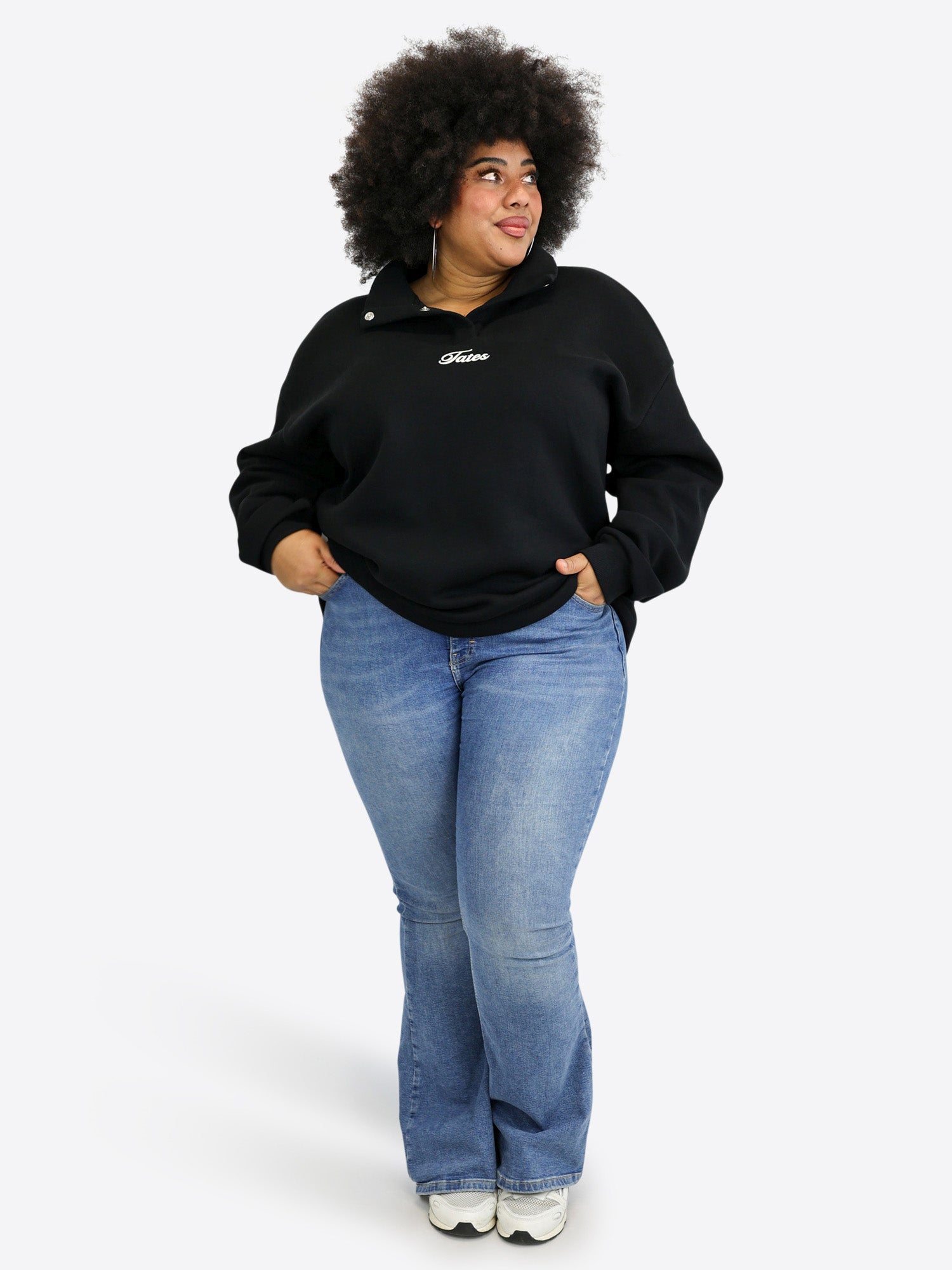 Verstellbarer Crop Sweater – Schwarz