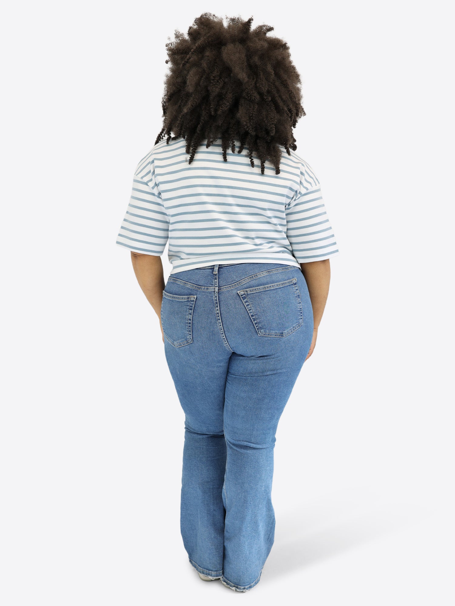 Crop T-Shirt mit Streifen - Blau