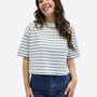 Crop T-Shirt mit Streifen - Blau