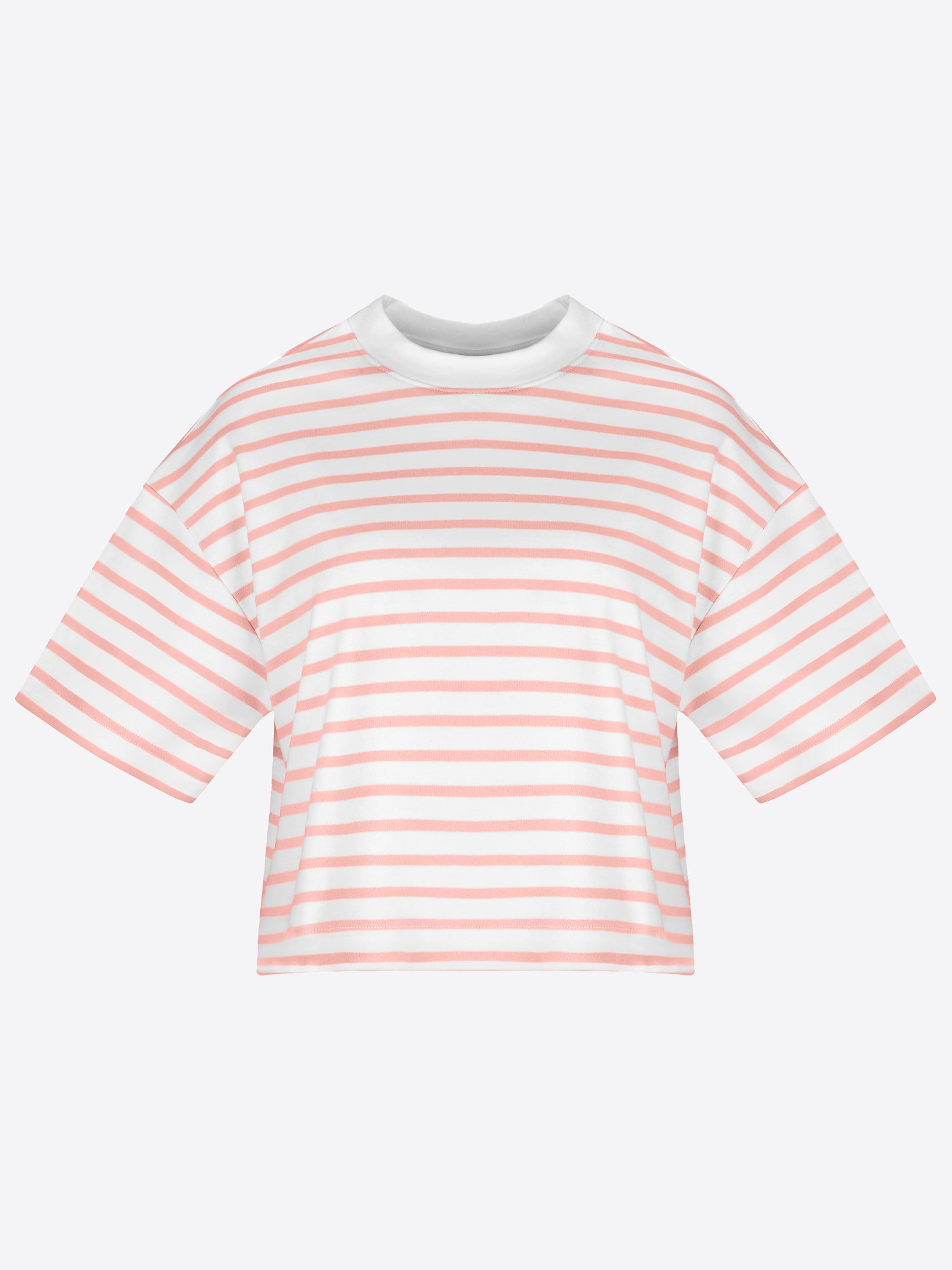 Crop T-Shirt mit Streifen - Rosa