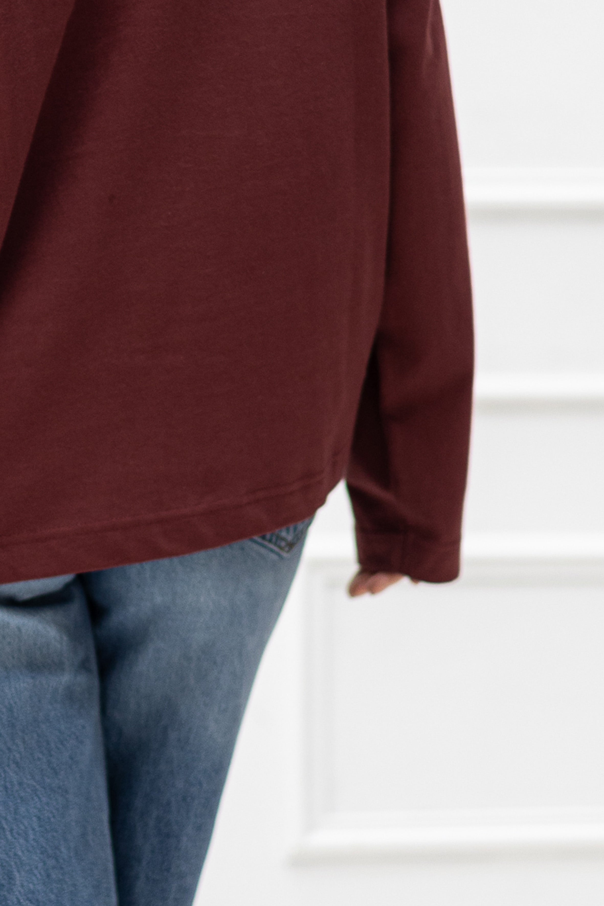 Oversized Longsleeve "Stay kind" – Bordeaux
