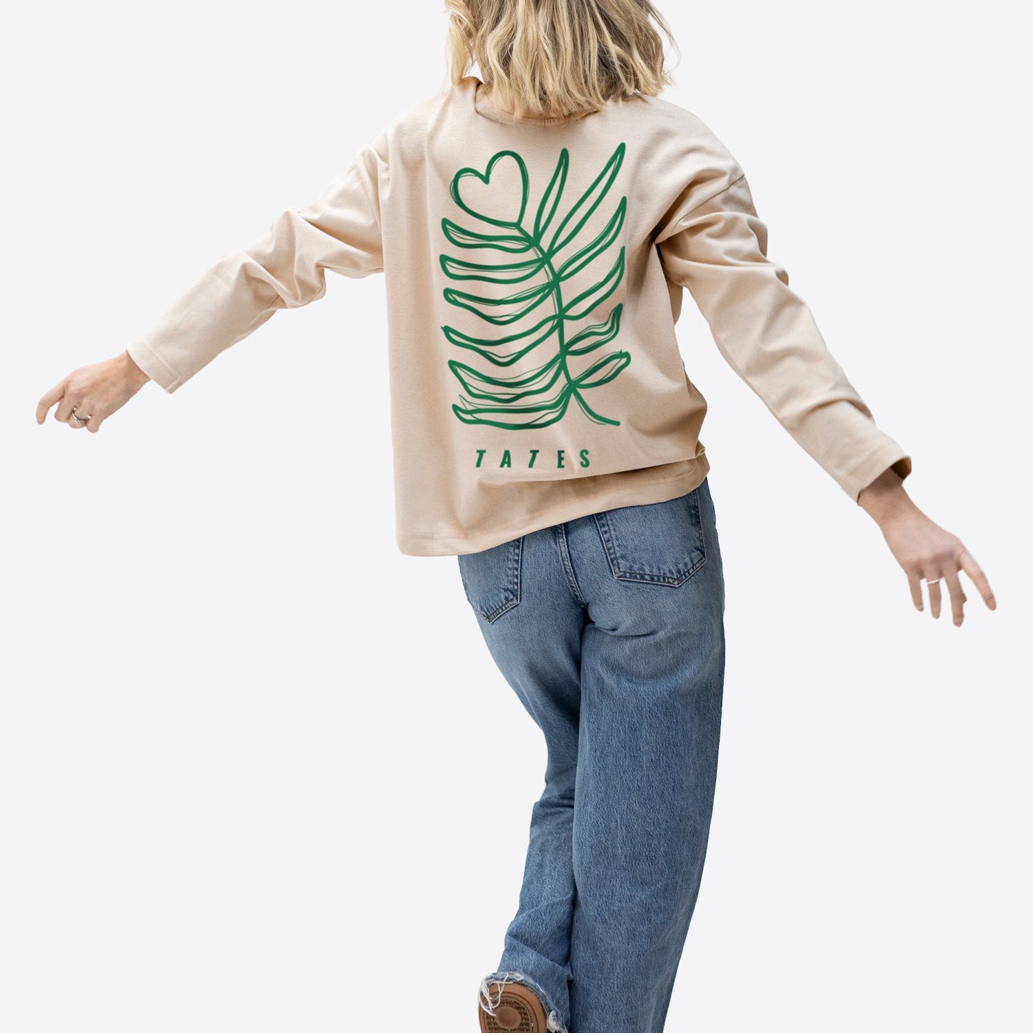 Longsleeve (Oversized) "Heart flower" – Beige