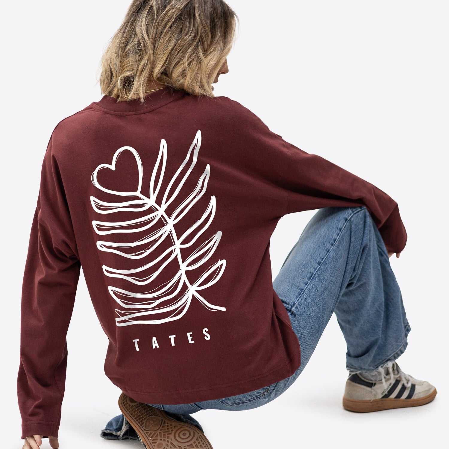 Longsleeve (Oversized) "Heart flower" – Bordeaux