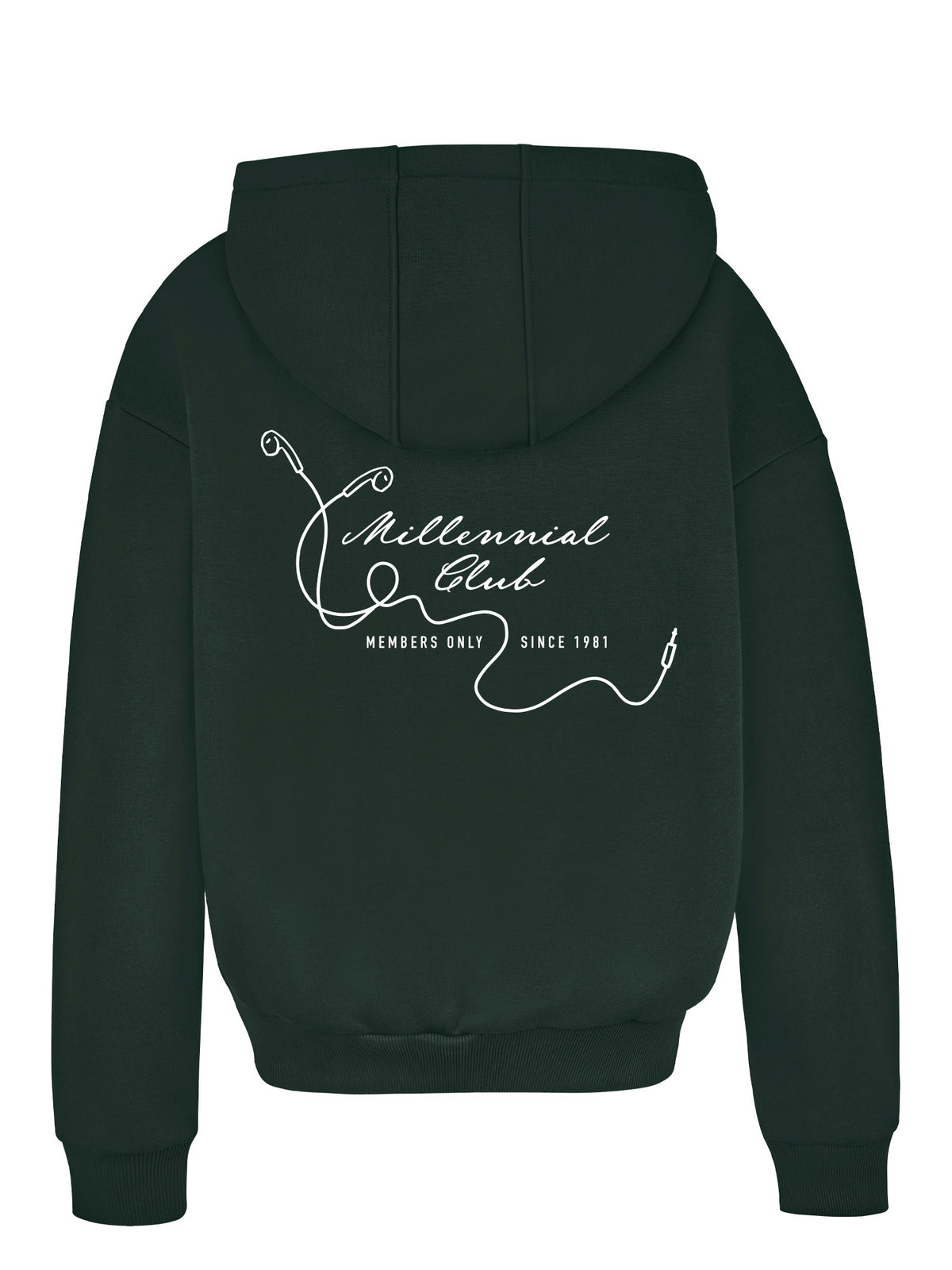 Regular Waistband Hoodie "Millennial Club" - Pine Green